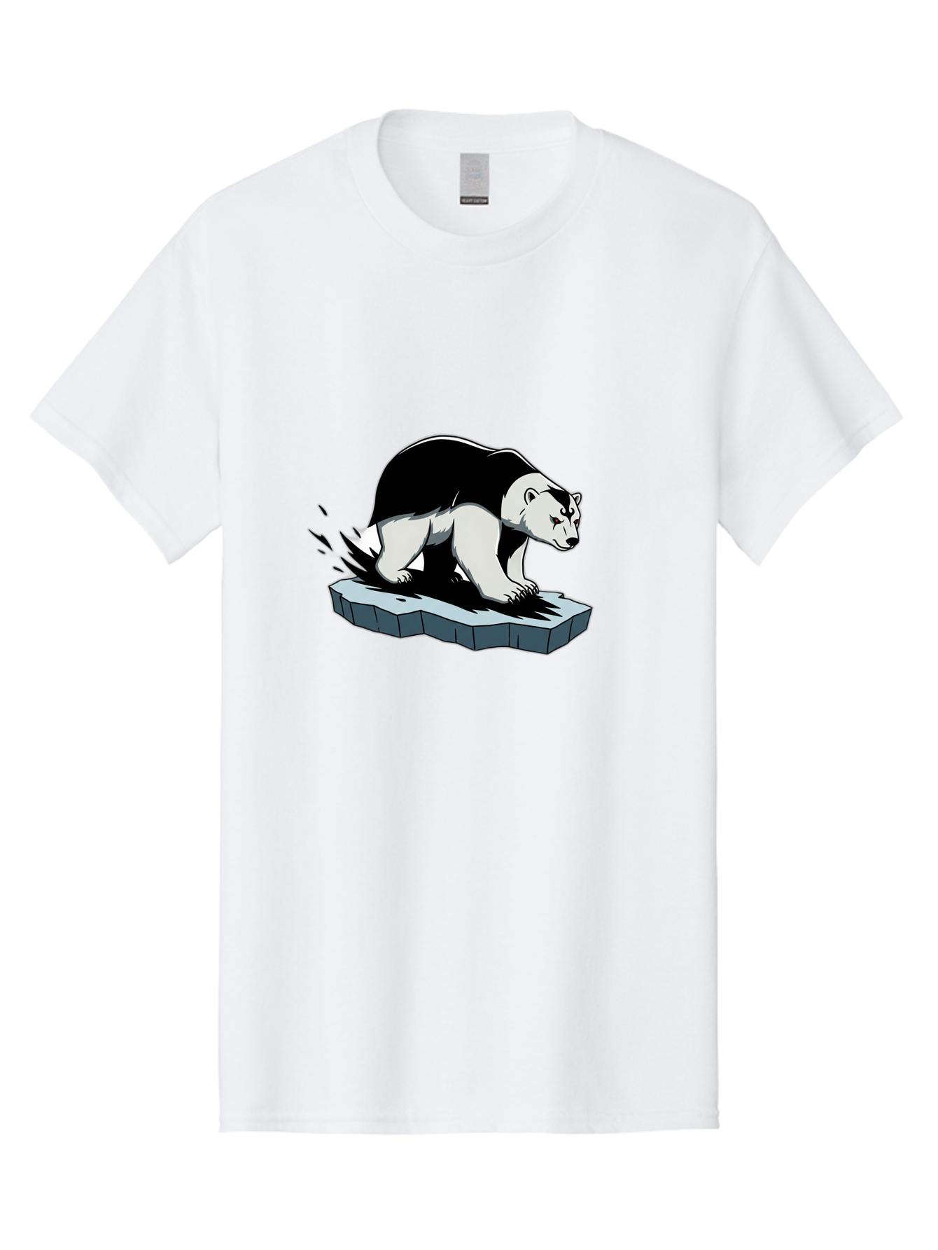 Aggressive-Panda Men'S Graphic Tee, 100% Cotton, Comfortable Casual Summer Wear, Machine Washable, Panda On A Rock, Panda Bear, Black And White, Cartoon Style, Dynamic Movement, Wildlife, Animated Character, Stone Platform Bae349