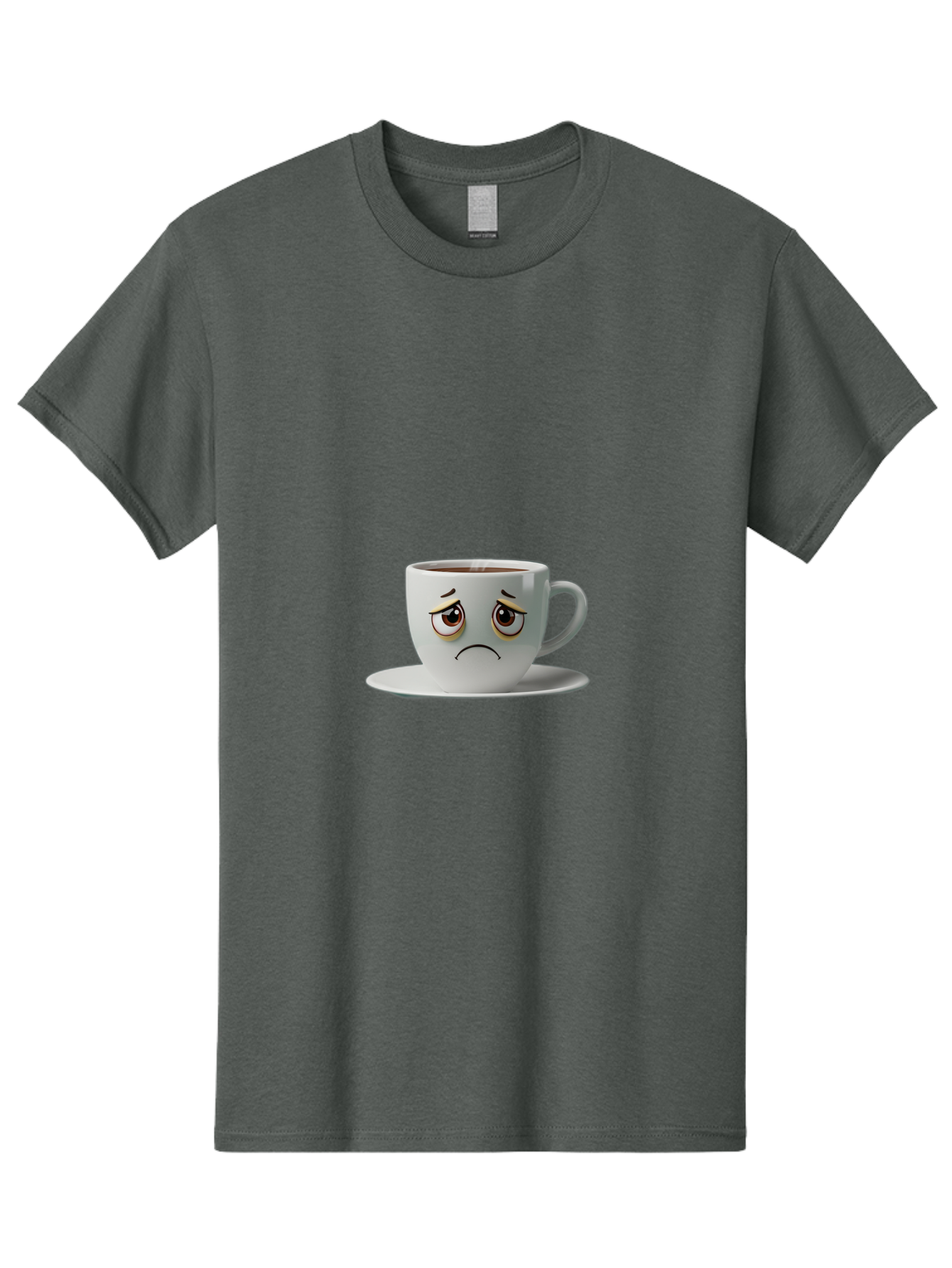 Angry-Coffee-Cup-1 Men'S Graphic Tee, 100% Cotton, Comfortable Casual Summer Wear, Machine Washable, Angry Face On Coffee Cup, Frowning Coffee Mug, Upset Coffee, Displeased Facial Expression, Sad Coffee Cup, Grumpy Coffee Bae350