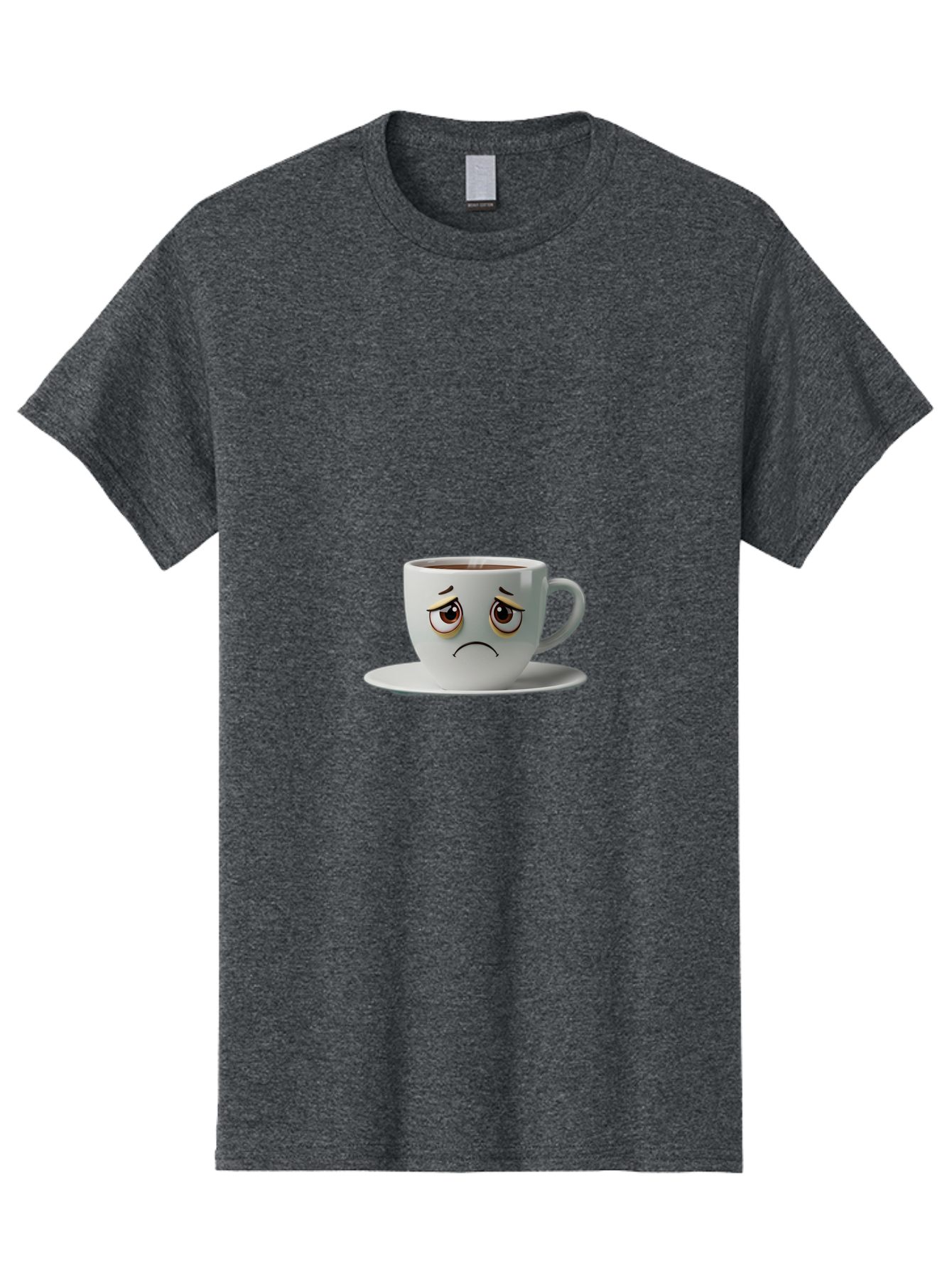 Angry-Coffee-Cup-1 Men'S Graphic Tee, 100% Cotton, Comfortable Casual Summer Wear, Machine Washable, Angry Face On Coffee Cup, Frowning Coffee Mug, Upset Coffee, Displeased Facial Expression, Sad Coffee Cup, Grumpy Coffee Bae350