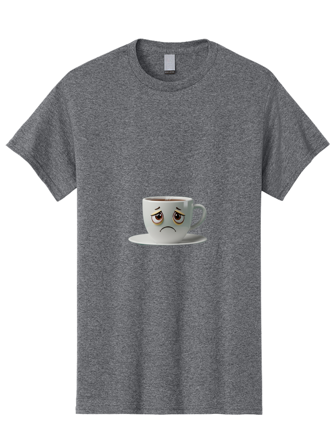 Angry-Coffee-Cup-1 Men'S Graphic Tee, 100% Cotton, Comfortable Casual Summer Wear, Machine Washable, Angry Face On Coffee Cup, Frowning Coffee Mug, Upset Coffee, Displeased Facial Expression, Sad Coffee Cup, Grumpy Coffee Bae350