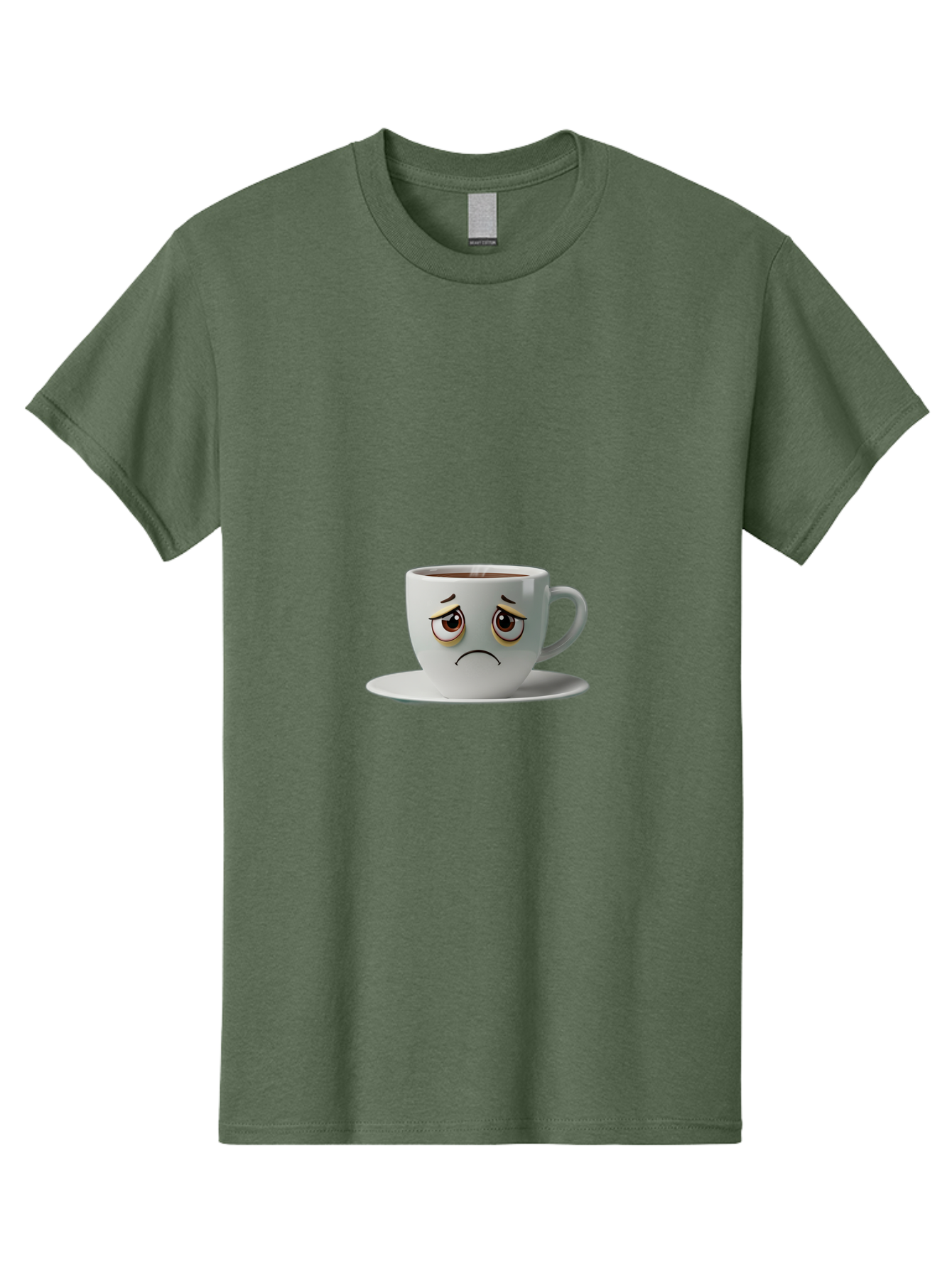 Angry-Coffee-Cup-1 Men'S Graphic Tee, 100% Cotton, Comfortable Casual Summer Wear, Machine Washable, Angry Face On Coffee Cup, Frowning Coffee Mug, Upset Coffee, Displeased Facial Expression, Sad Coffee Cup, Grumpy Coffee Bae350