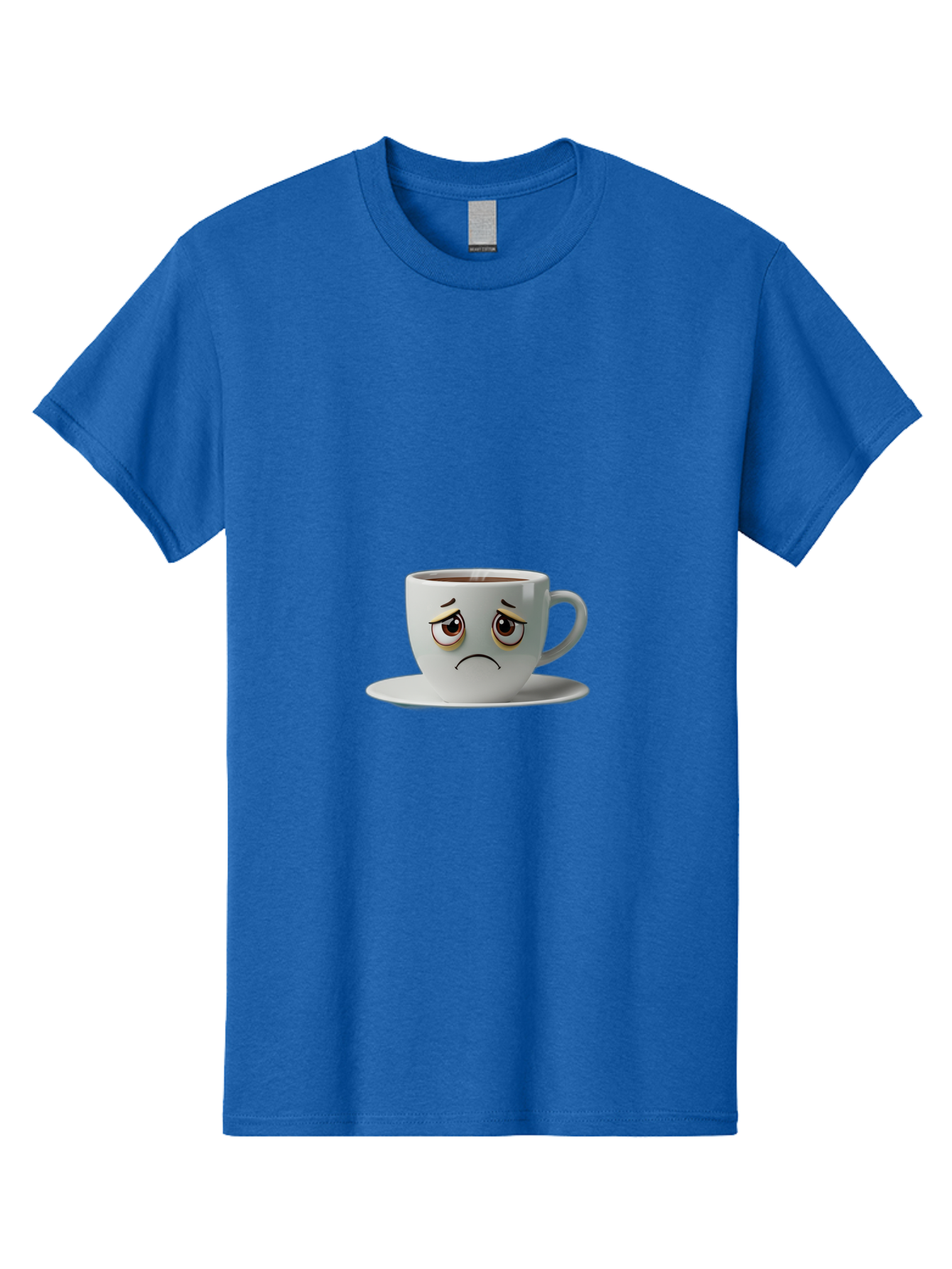 Angry-Coffee-Cup-1 Men'S Graphic Tee, 100% Cotton, Comfortable Casual Summer Wear, Machine Washable, Angry Face On Coffee Cup, Frowning Coffee Mug, Upset Coffee, Displeased Facial Expression, Sad Coffee Cup, Grumpy Coffee Bae350