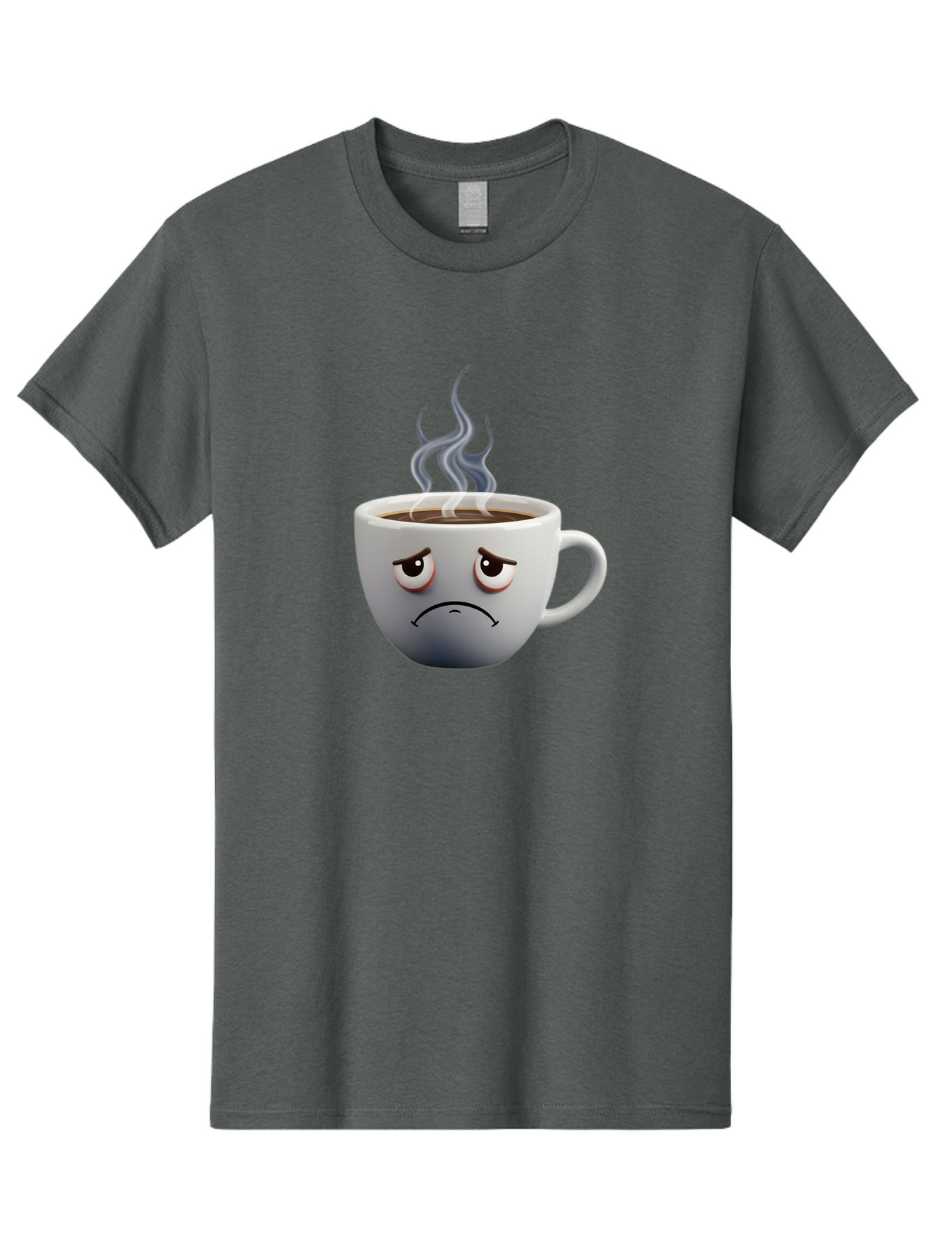 Angry-Coffee-Cup-2 Men'S Graphic Tee, 100% Cotton, Comfortable Casual Summer Wear, Machine Washable, Angry Coffee Cup, Sad Face, Steaming Coffee, Upset Emoji, Grumpy Character, Frowning Mug, Coffee Drama, Bitter Coffee Bae351
