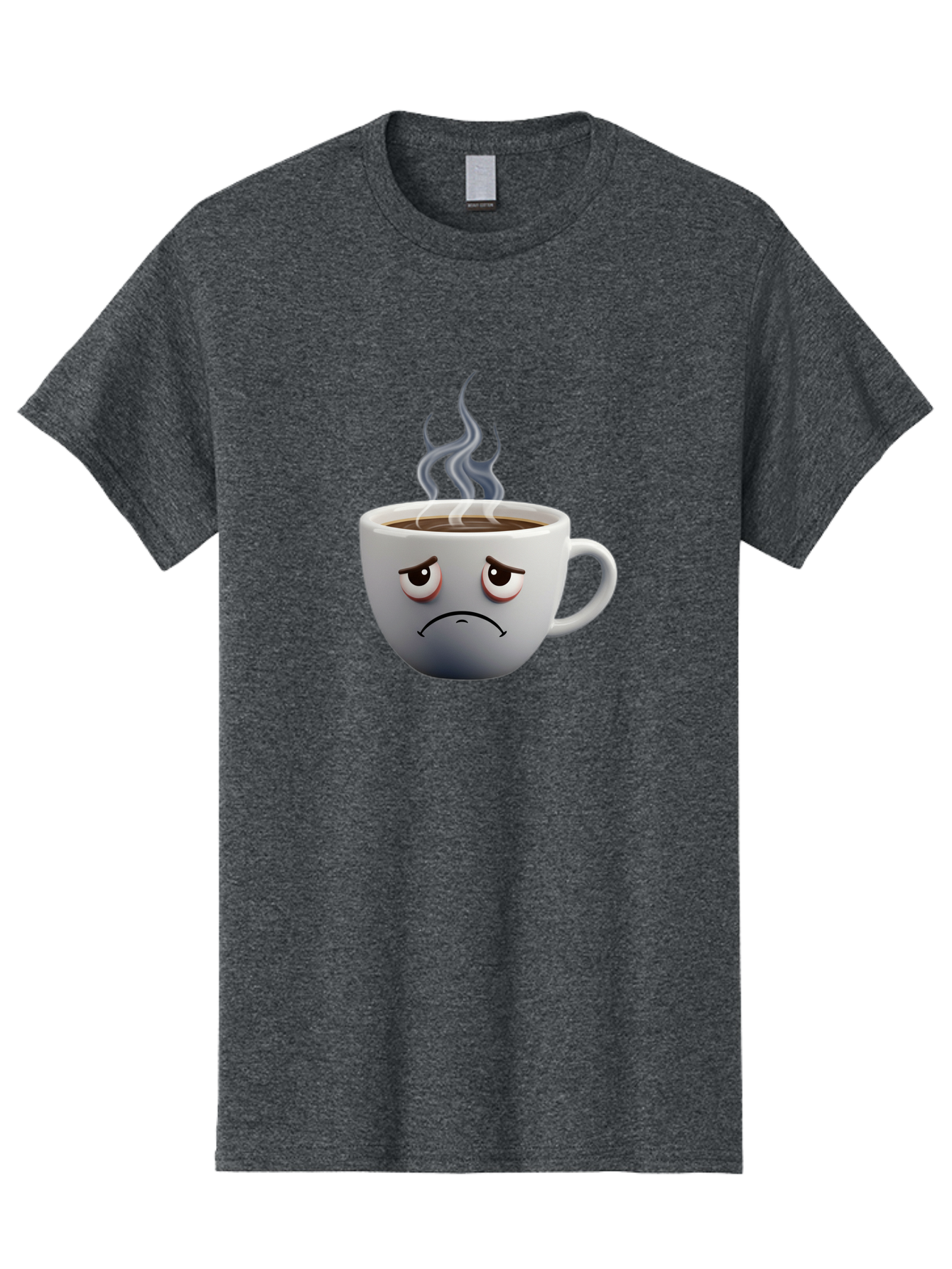 Angry-Coffee-Cup-2 Men'S Graphic Tee, 100% Cotton, Comfortable Casual Summer Wear, Machine Washable, Angry Coffee Cup, Sad Face, Steaming Coffee, Upset Emoji, Grumpy Character, Frowning Mug, Coffee Drama, Bitter Coffee Bae351