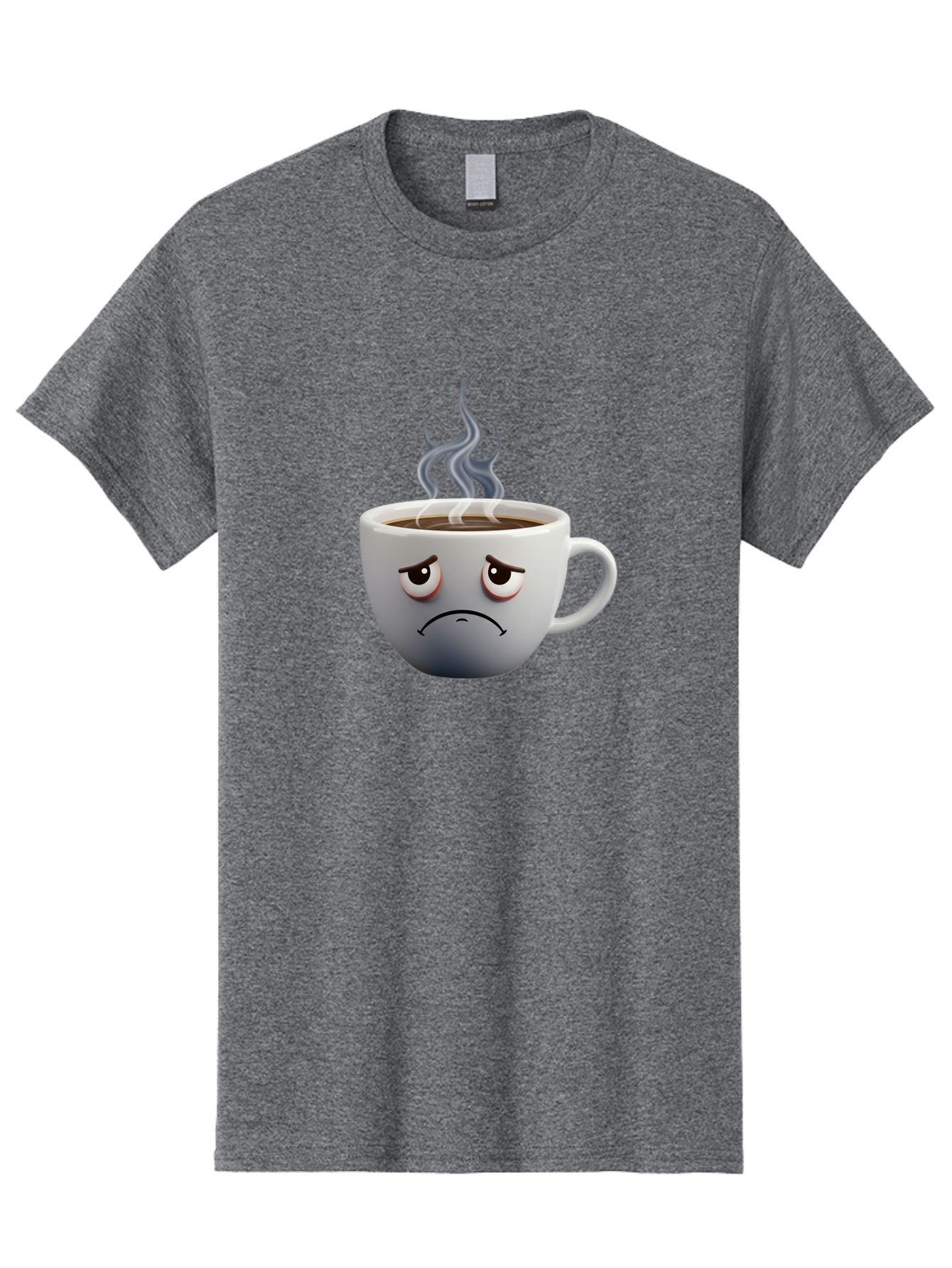 Angry-Coffee-Cup-2 Men'S Graphic Tee, 100% Cotton, Comfortable Casual Summer Wear, Machine Washable, Angry Coffee Cup, Sad Face, Steaming Coffee, Upset Emoji, Grumpy Character, Frowning Mug, Coffee Drama, Bitter Coffee Bae351