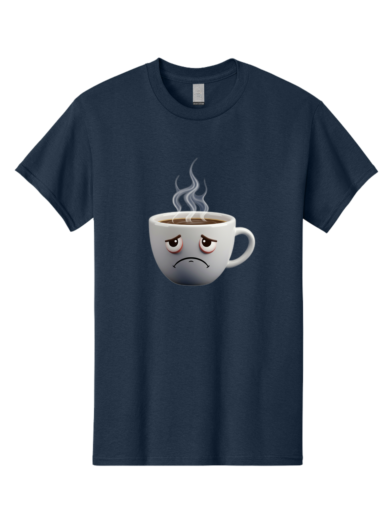 Angry-Coffee-Cup-2 Men'S Graphic Tee, 100% Cotton, Comfortable Casual Summer Wear, Machine Washable, Angry Coffee Cup, Sad Face, Steaming Coffee, Upset Emoji, Grumpy Character, Frowning Mug, Coffee Drama, Bitter Coffee Bae351