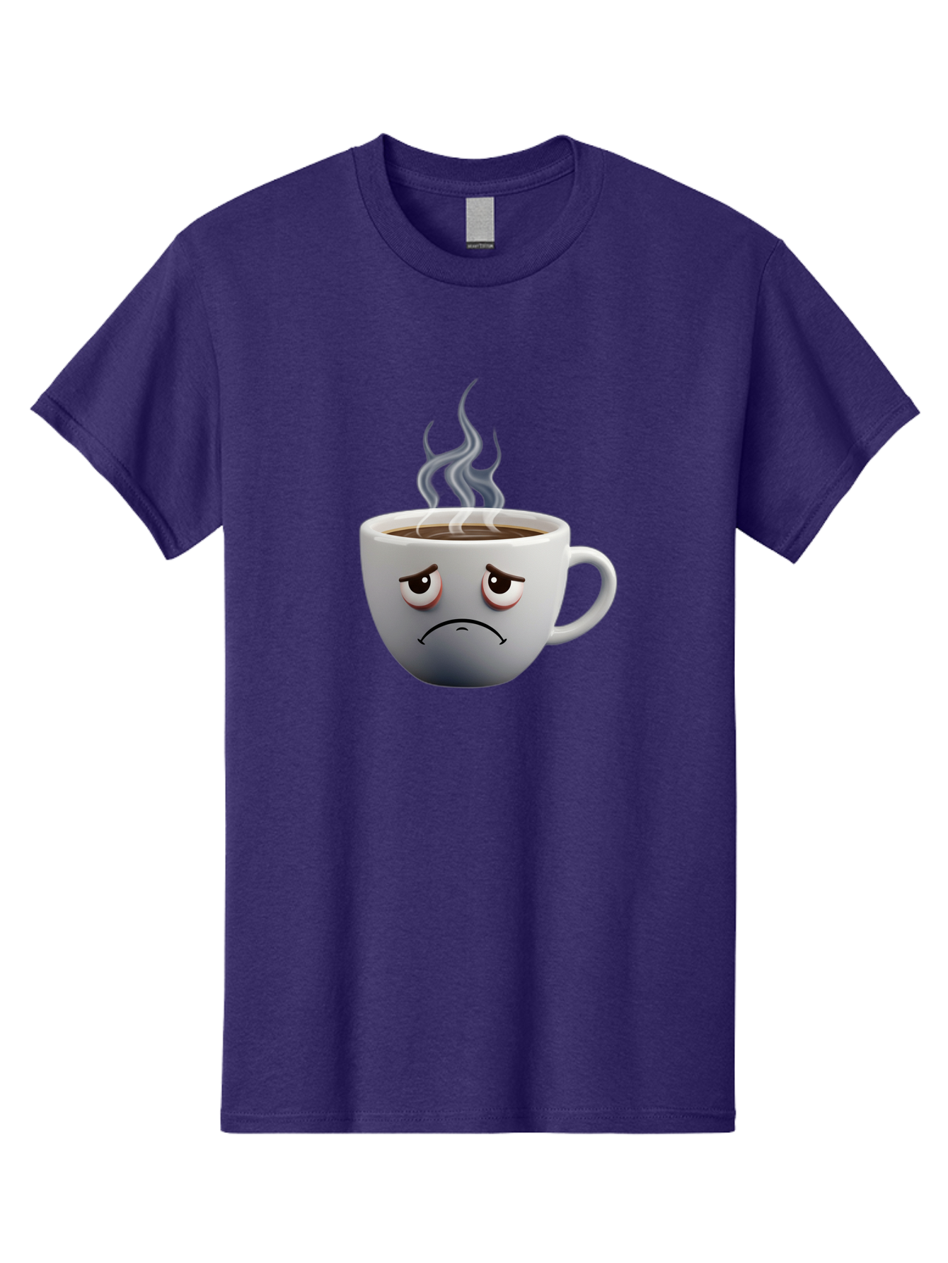 Angry-Coffee-Cup-2 Men'S Graphic Tee, 100% Cotton, Comfortable Casual Summer Wear, Machine Washable, Angry Coffee Cup, Sad Face, Steaming Coffee, Upset Emoji, Grumpy Character, Frowning Mug, Coffee Drama, Bitter Coffee Bae351