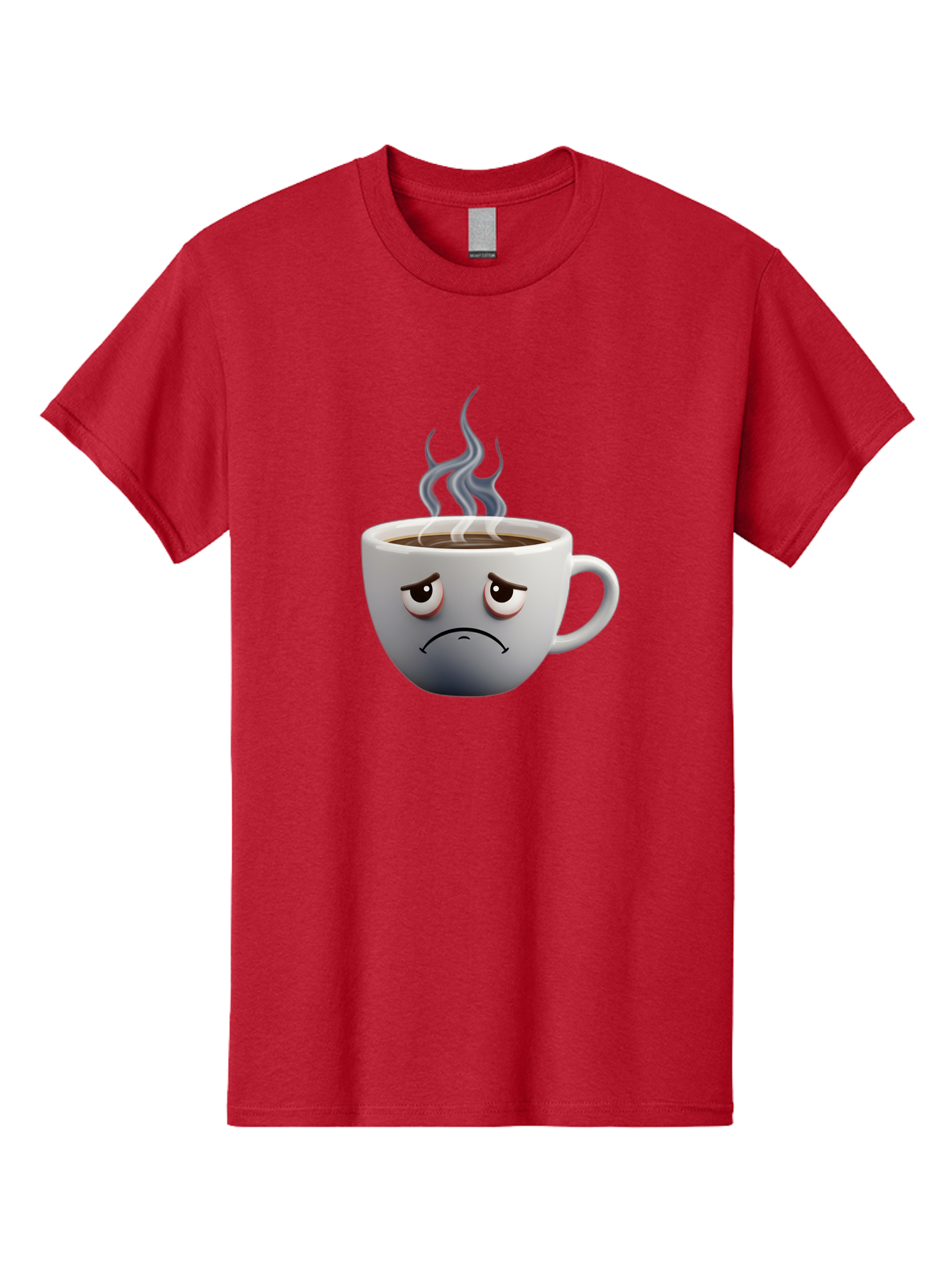 Angry-Coffee-Cup-2 Men'S Graphic Tee, 100% Cotton, Comfortable Casual Summer Wear, Machine Washable, Angry Coffee Cup, Sad Face, Steaming Coffee, Upset Emoji, Grumpy Character, Frowning Mug, Coffee Drama, Bitter Coffee Bae351