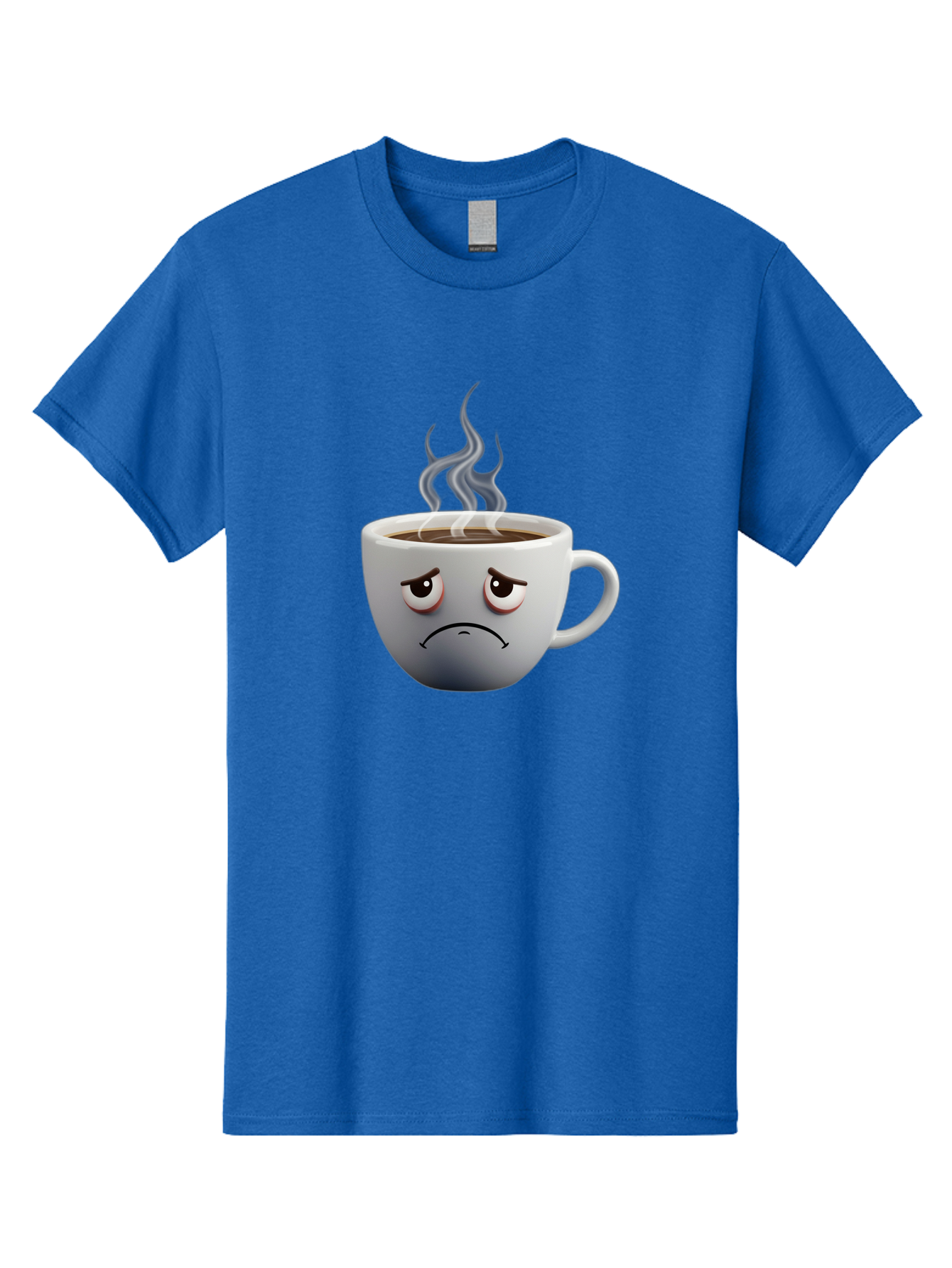 Angry-Coffee-Cup-2 Men'S Graphic Tee, 100% Cotton, Comfortable Casual Summer Wear, Machine Washable, Angry Coffee Cup, Sad Face, Steaming Coffee, Upset Emoji, Grumpy Character, Frowning Mug, Coffee Drama, Bitter Coffee Bae351