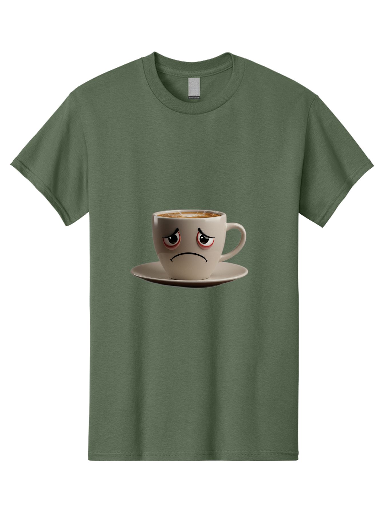 Angry-Coffee-Cup-3 Men'S Graphic Tee, 100% Cotton, Comfortable Casual Summer Wear, Machine Washable, Coffee Cup With Angry Face, Latte Art, Frowning Coffee, Displeased Beverage, Humorous Coffee Design, Emotive Coffee Cup, Coffee With Attitude, Bae352