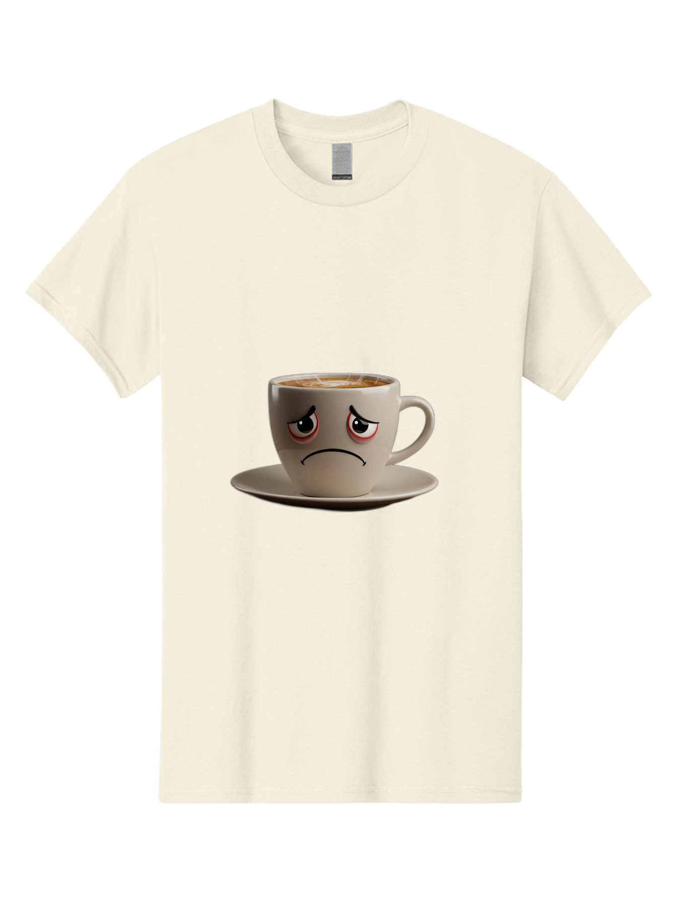 Angry-Coffee-Cup-3 Men'S Graphic Tee, 100% Cotton, Comfortable Casual Summer Wear, Machine Washable, Coffee Cup With Angry Face, Latte Art, Frowning Coffee, Displeased Beverage, Humorous Coffee Design, Emotive Coffee Cup, Coffee With Attitude, Bae352