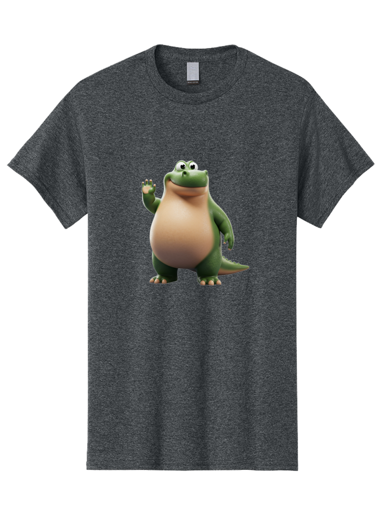 Arlo-2 Men'S Graphic Tee, 100% Cotton, Comfortable Casual Summer Wear, Machine Washable, Cartoon Dinosaur, Green And Tan Colors, Smiling Face, Waving Hand, Friendly Demeanor, Prehistoric Creature, Animated Character, Funny Pose Bae355