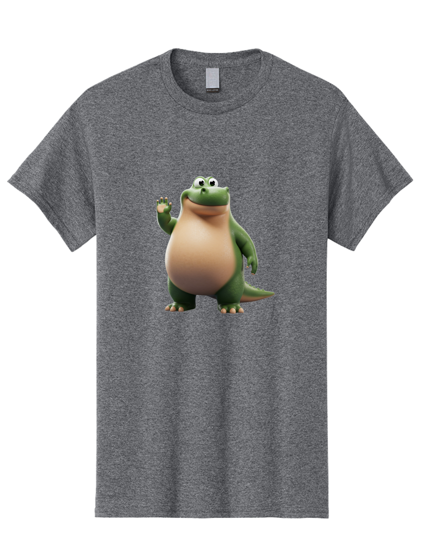Arlo-2 Men'S Graphic Tee, 100% Cotton, Comfortable Casual Summer Wear, Machine Washable, Cartoon Dinosaur, Green And Tan Colors, Smiling Face, Waving Hand, Friendly Demeanor, Prehistoric Creature, Animated Character, Funny Pose Bae355