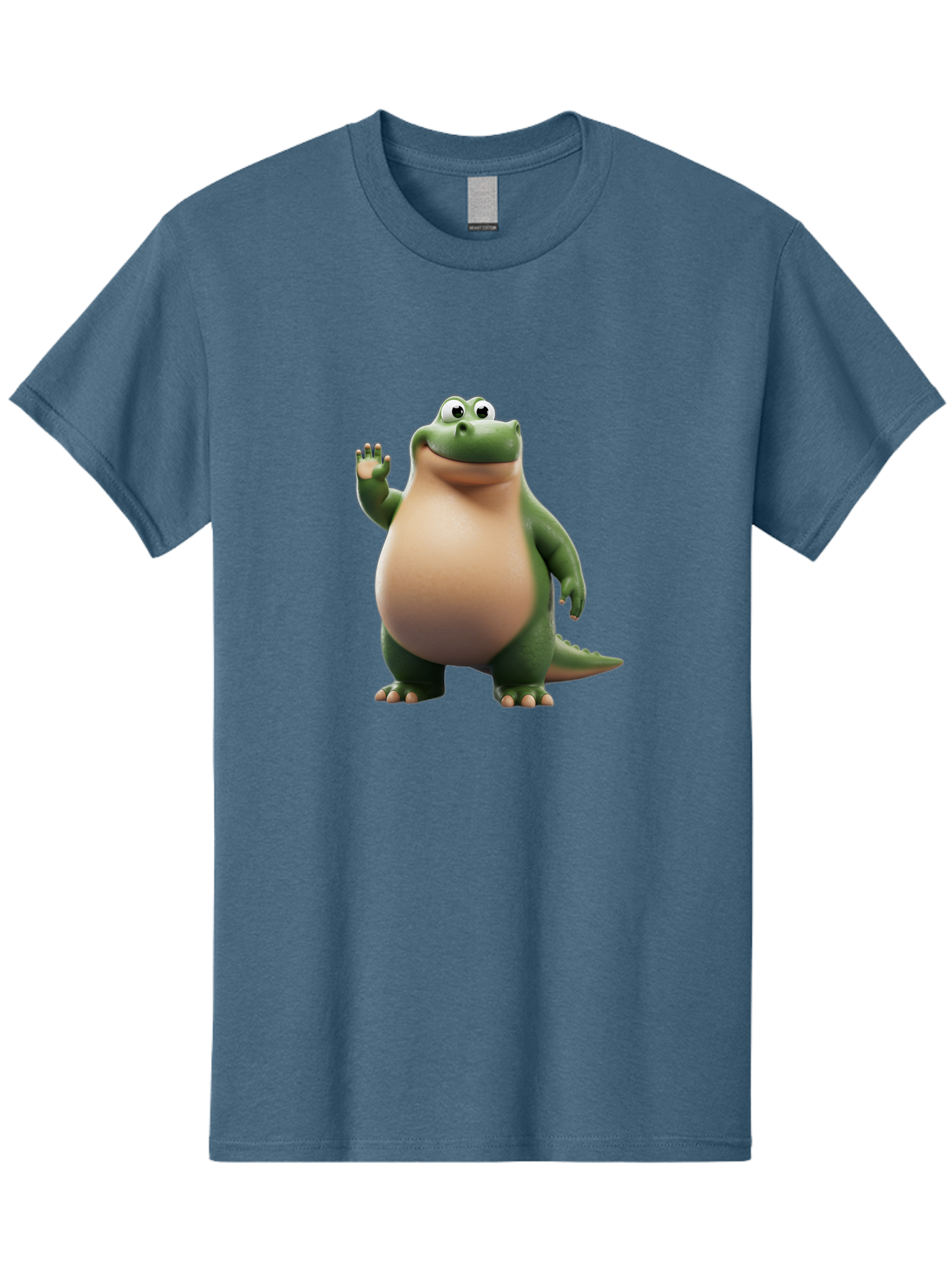 Arlo-2 Men'S Graphic Tee, 100% Cotton, Comfortable Casual Summer Wear, Machine Washable, Cartoon Dinosaur, Green And Tan Colors, Smiling Face, Waving Hand, Friendly Demeanor, Prehistoric Creature, Animated Character, Funny Pose Bae355