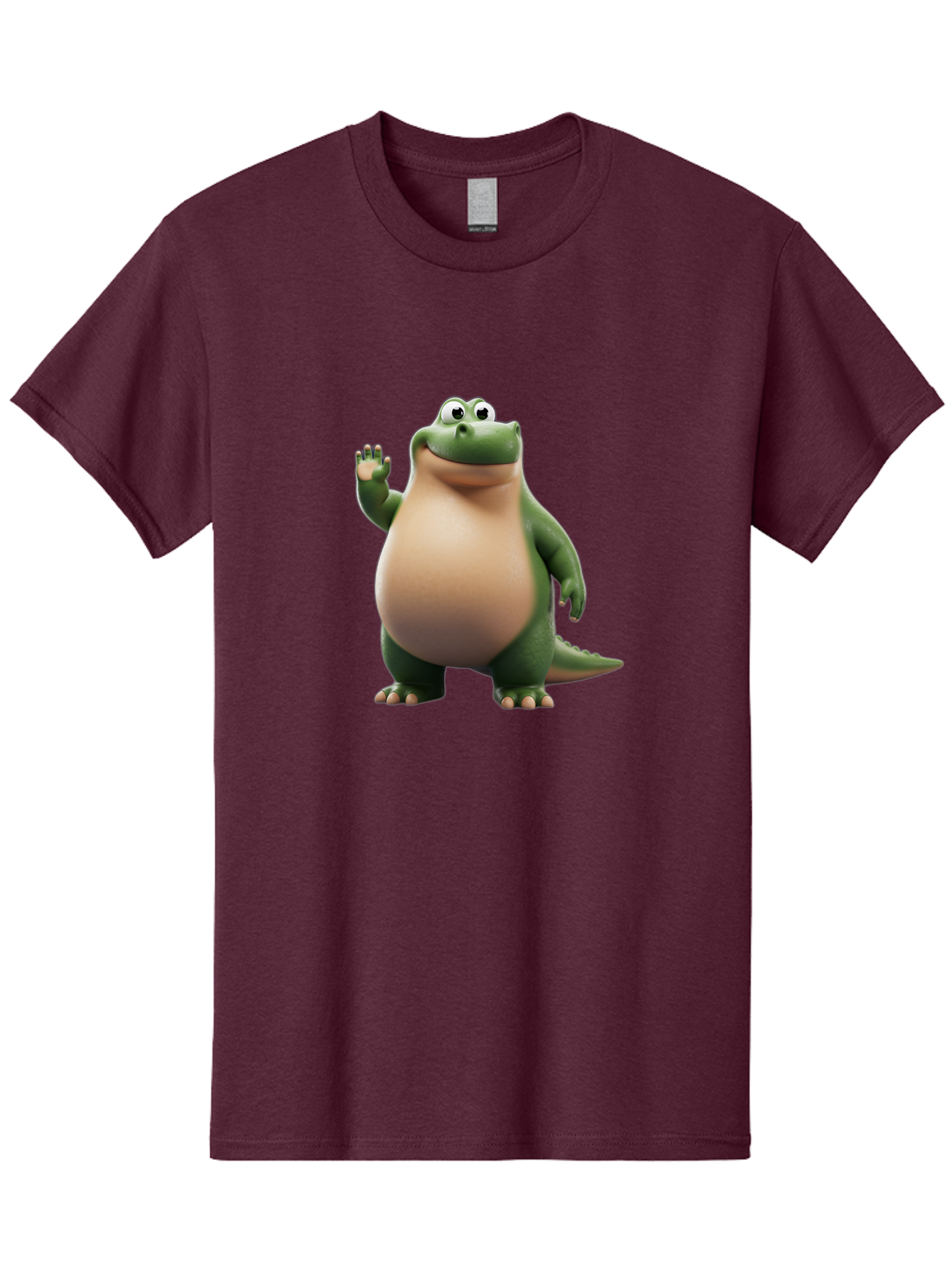Arlo-2 Men'S Graphic Tee, 100% Cotton, Comfortable Casual Summer Wear, Machine Washable, Cartoon Dinosaur, Green And Tan Colors, Smiling Face, Waving Hand, Friendly Demeanor, Prehistoric Creature, Animated Character, Funny Pose Bae355