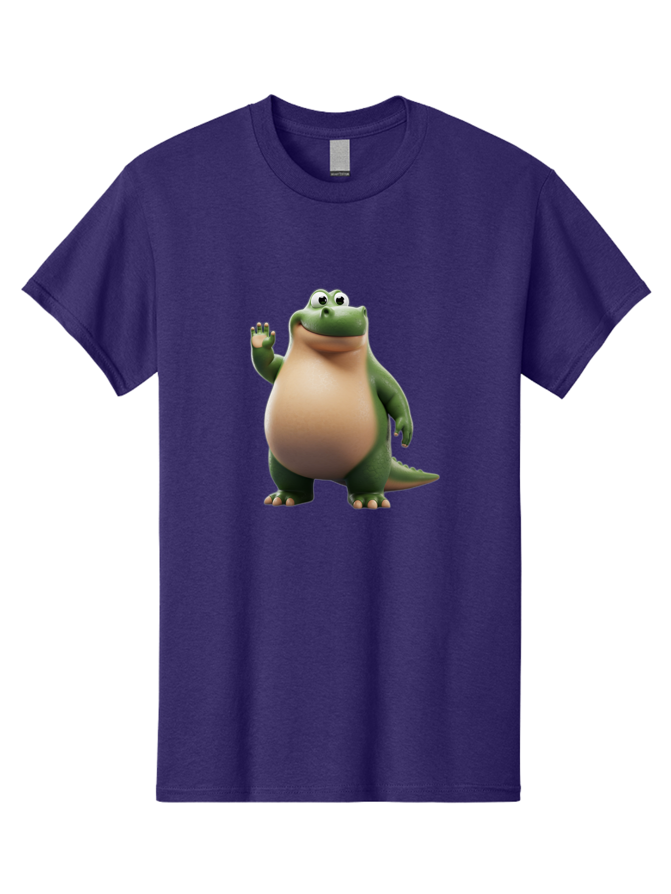 Arlo-2 Men'S Graphic Tee, 100% Cotton, Comfortable Casual Summer Wear, Machine Washable, Cartoon Dinosaur, Green And Tan Colors, Smiling Face, Waving Hand, Friendly Demeanor, Prehistoric Creature, Animated Character, Funny Pose Bae355