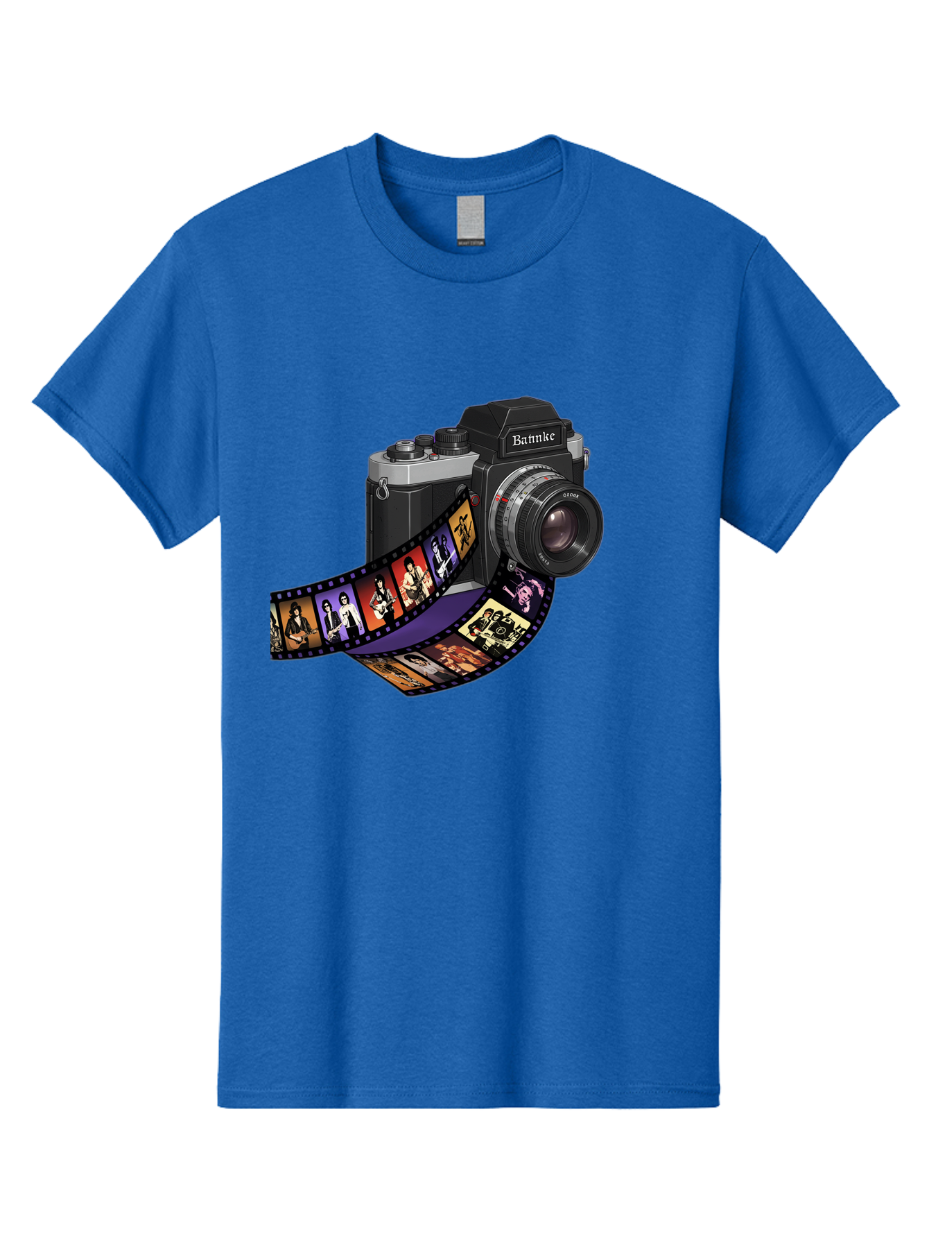 Bannke-Camera Men'S Graphic Tee, 100% Cotton, Comfortable Casual Summer Wear, Machine Washable, Vintage Camera, Film Strip, Photography, Bannke, Retro Style, Black And Silver, Lens, Camera Body, Film Reel, Photographers Bae357