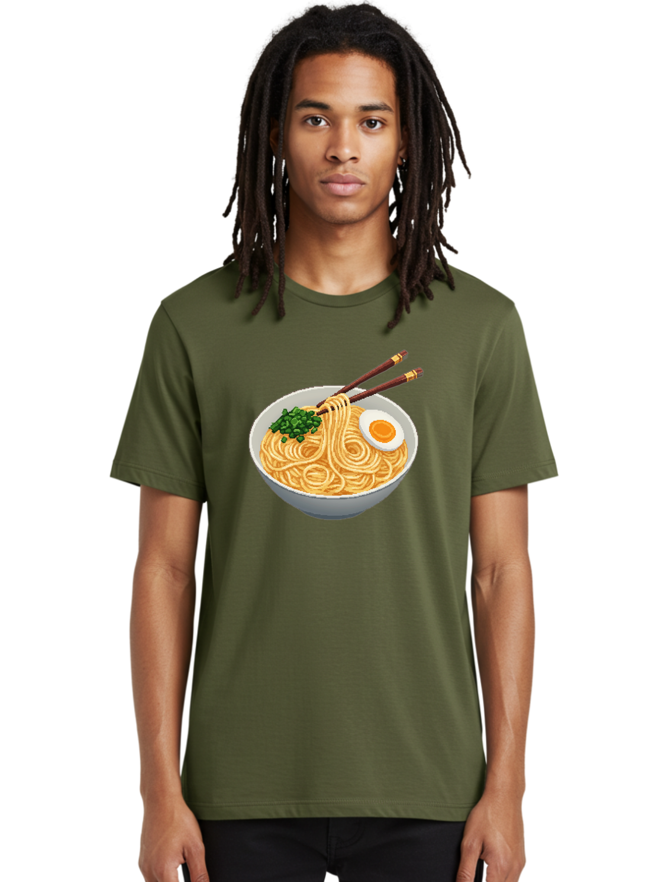Bowl-Of-Ramen-1 Men'S Graphic Tee, 100% Cotton, Comfortable Casual Summer Wear, Machine Washable, Steaming Bowl Of Ramen, Noodles, Boiled Egg, Green Onions, Chopsticks, Japanese Cuisine, Comfort Food, Savory Dish, Noodle Soup Bae361