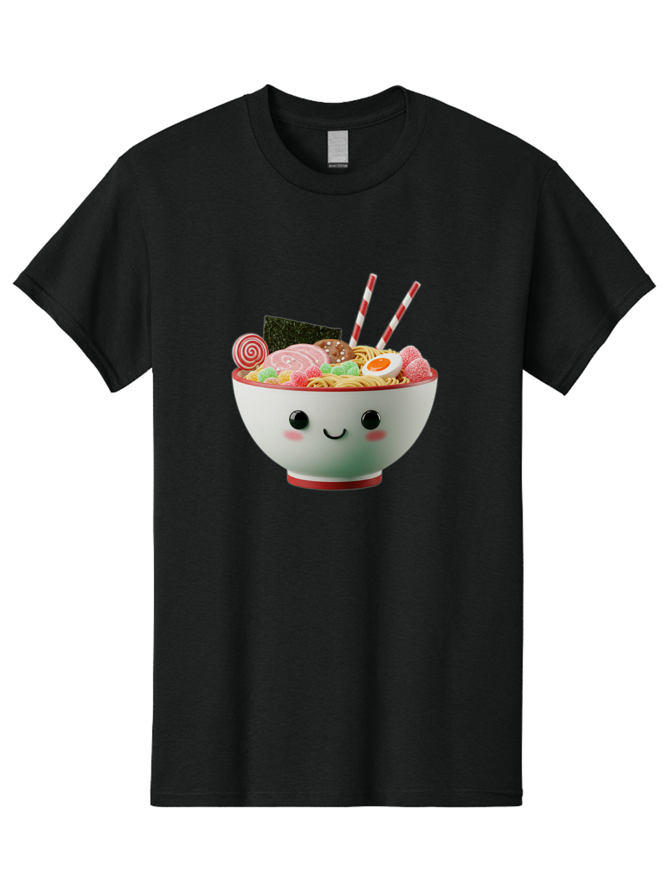Bowl-Of-Ramen Men'S Graphic Tee, 100% Cotton, Comfortable Casual Summer Wear, Machine Washable, Kawaii Ramen Bowl, Cartoon Noodles, Cute Japanese Food, Happy Meal, Animated Bowl, Kawaii Culture, Japanese Cuisine, Ramen Love, Foodie Art, Bae362