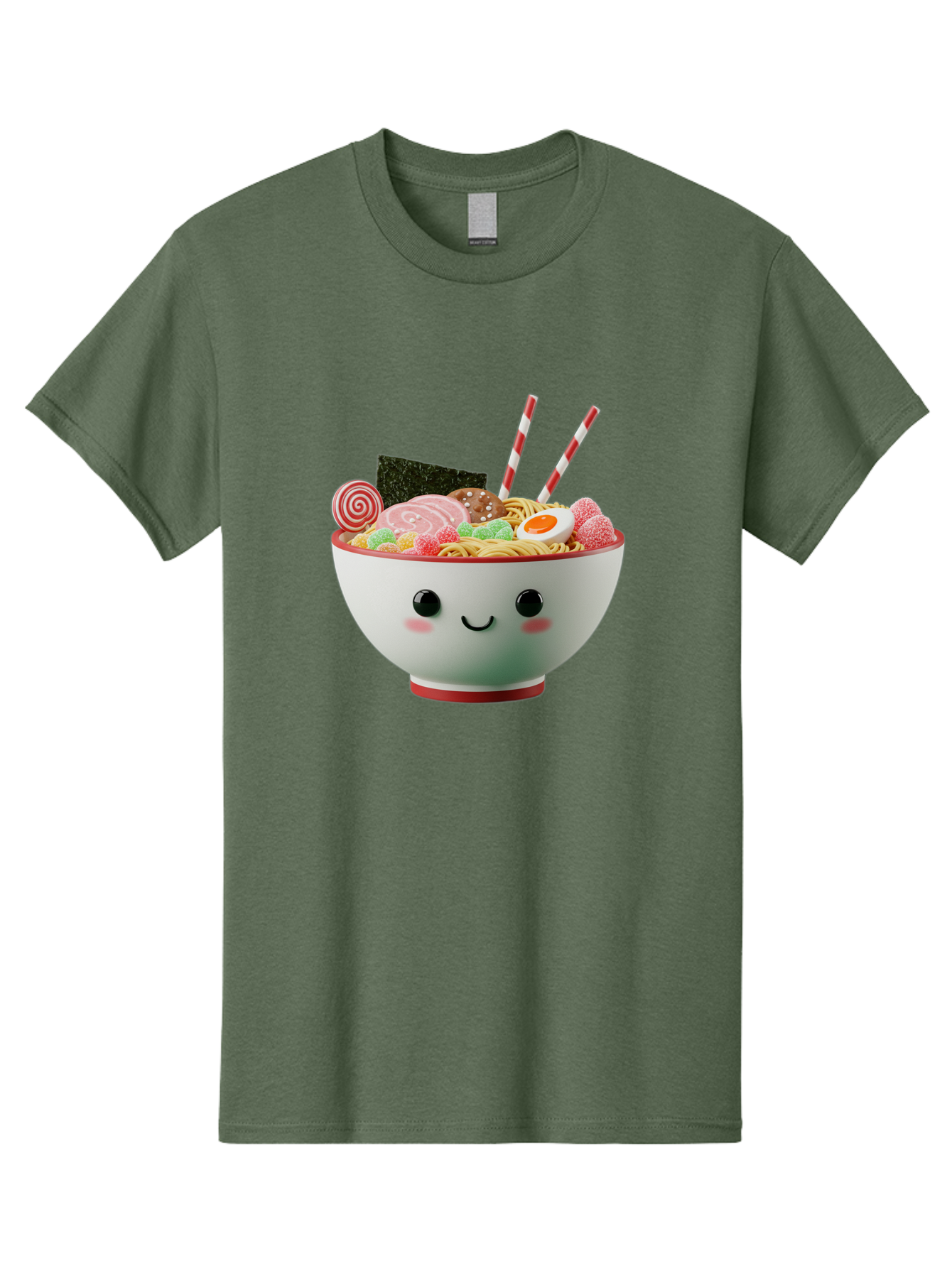 Bowl-Of-Ramen Men'S Graphic Tee, 100% Cotton, Comfortable Casual Summer Wear, Machine Washable, Kawaii Ramen Bowl, Cartoon Noodles, Cute Japanese Food, Happy Meal, Animated Bowl, Kawaii Culture, Japanese Cuisine, Ramen Love, Foodie Art, Bae362
