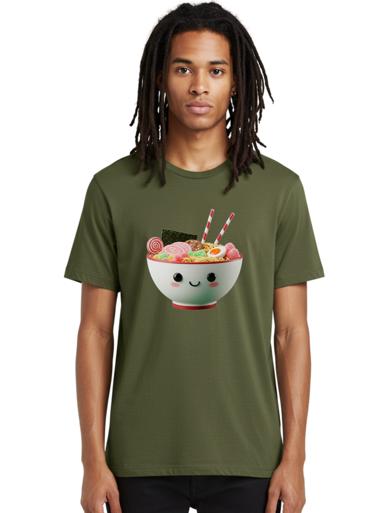 Bowl-Of-Ramen Men'S Graphic Tee, 100% Cotton, Comfortable Casual Summer Wear, Machine Washable, Kawaii Ramen Bowl, Cartoon Noodles, Cute Japanese Food, Happy Meal, Animated Bowl, Kawaii Culture, Japanese Cuisine, Ramen Love, Foodie Art, Bae362