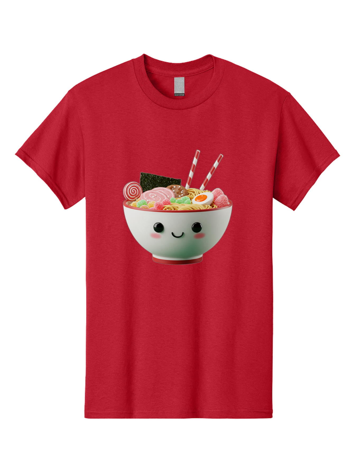 Bowl-Of-Ramen Men'S Graphic Tee, 100% Cotton, Comfortable Casual Summer Wear, Machine Washable, Kawaii Ramen Bowl, Cartoon Noodles, Cute Japanese Food, Happy Meal, Animated Bowl, Kawaii Culture, Japanese Cuisine, Ramen Love, Foodie Art, Bae362