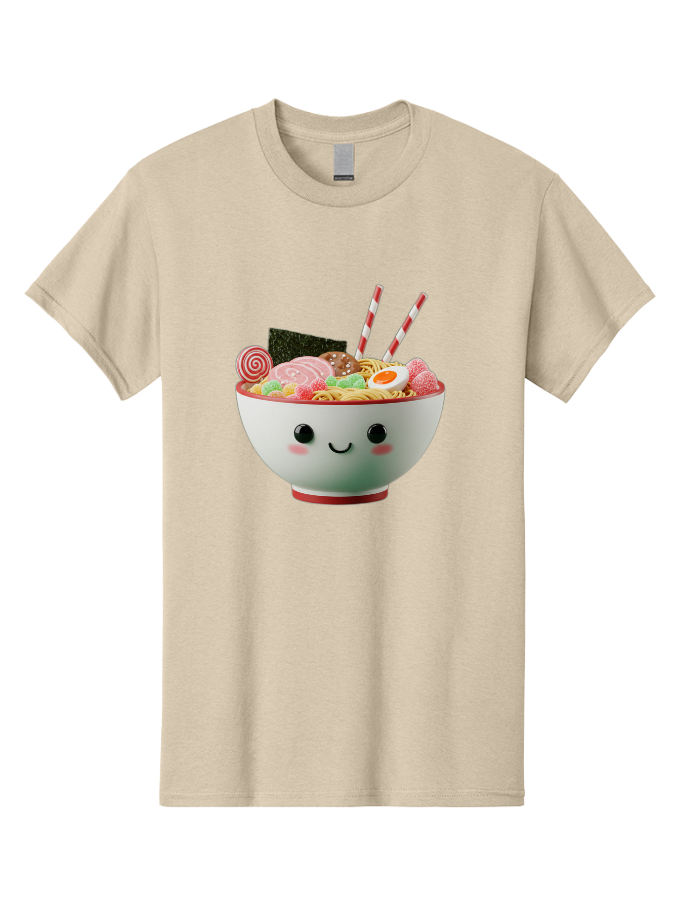 Bowl-Of-Ramen Men'S Graphic Tee, 100% Cotton, Comfortable Casual Summer Wear, Machine Washable, Kawaii Ramen Bowl, Cartoon Noodles, Cute Japanese Food, Happy Meal, Animated Bowl, Kawaii Culture, Japanese Cuisine, Ramen Love, Foodie Art, Bae362