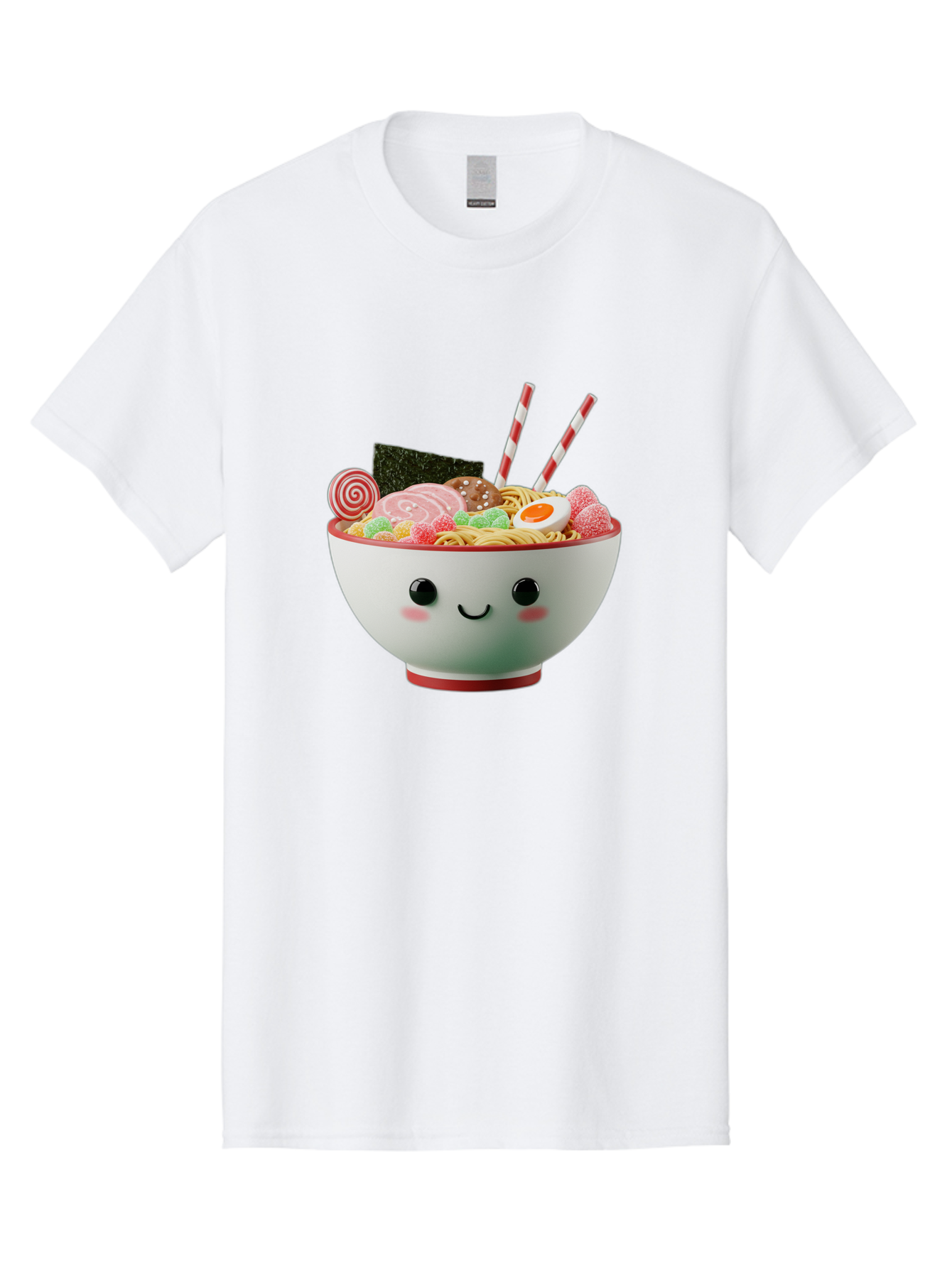 Bowl-Of-Ramen Men'S Graphic Tee, 100% Cotton, Comfortable Casual Summer Wear, Machine Washable, Kawaii Ramen Bowl, Cartoon Noodles, Cute Japanese Food, Happy Meal, Animated Bowl, Kawaii Culture, Japanese Cuisine, Ramen Love, Foodie Art, Bae362