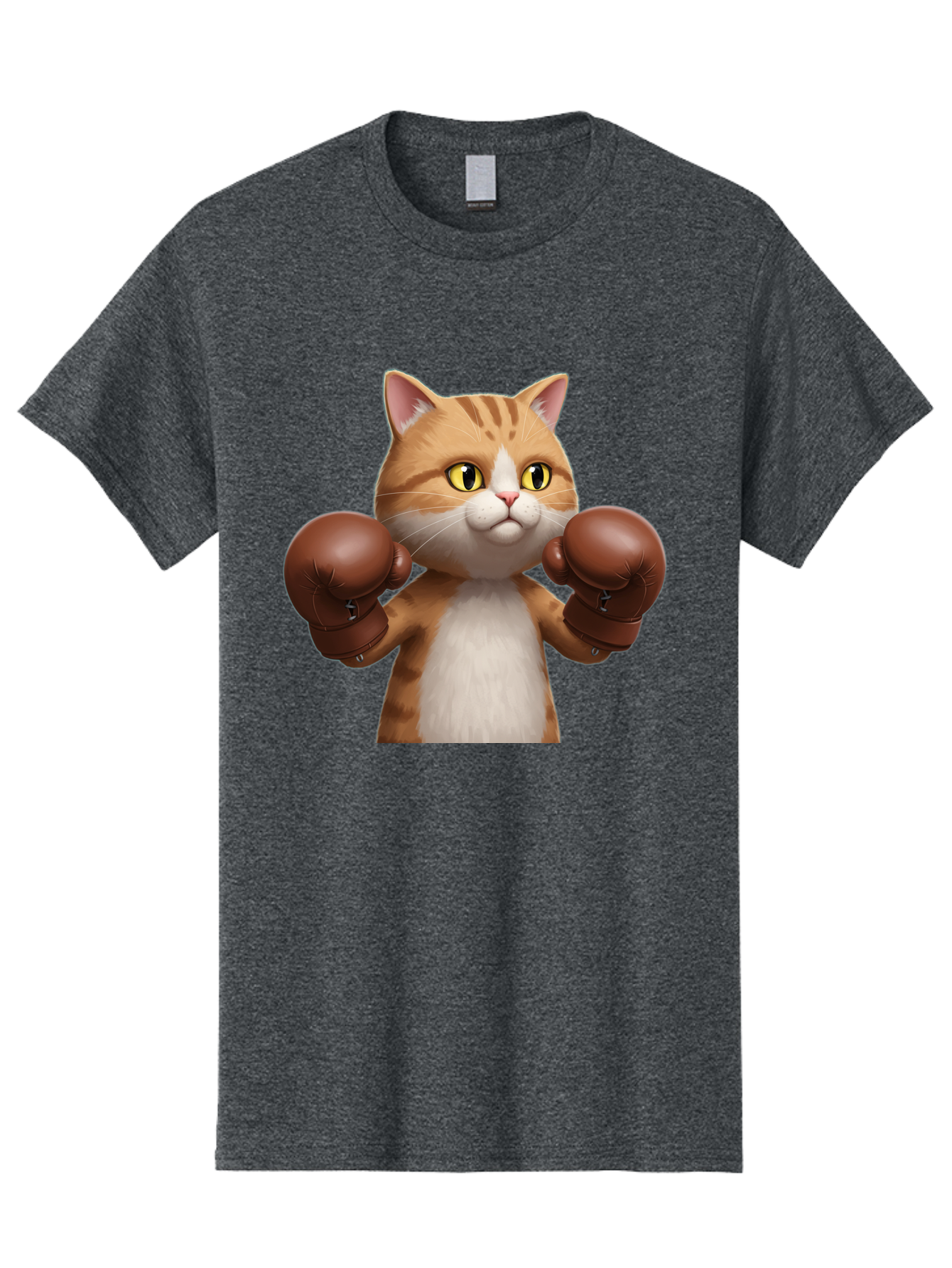 Boxing-Cat Men'S Graphic Tee, 100% Cotton, Comfortable Casual Summer Wear, Machine Washable, Cartoon Cat, Boxing Gloves, Funny Animal, Humor, Playful Cat, Adorable Feline, Boxing Stance, Cute Cat, Comedic Character Bae364