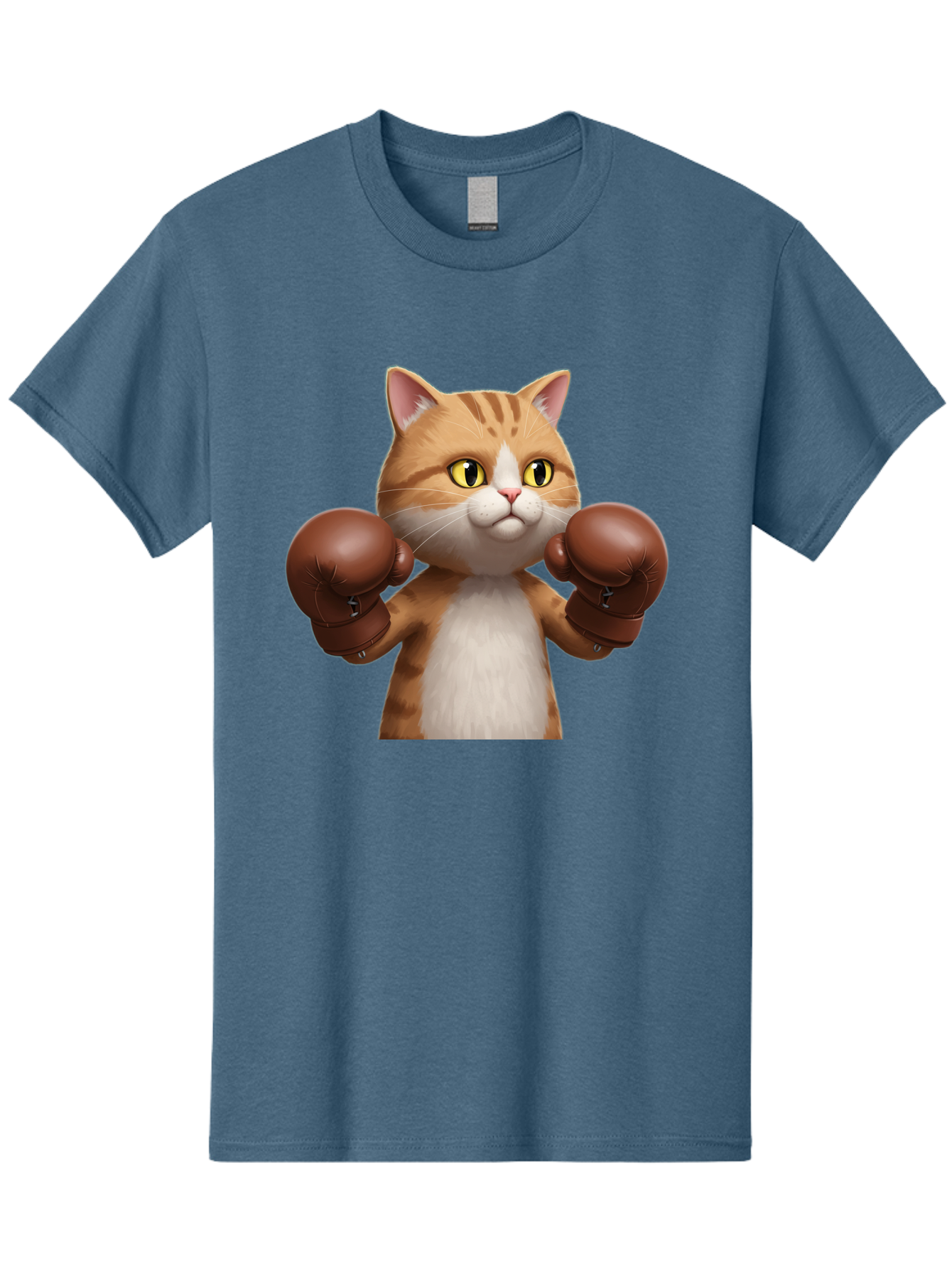 Boxing-Cat Men'S Graphic Tee, 100% Cotton, Comfortable Casual Summer Wear, Machine Washable, Cartoon Cat, Boxing Gloves, Funny Animal, Humor, Playful Cat, Adorable Feline, Boxing Stance, Cute Cat, Comedic Character Bae364