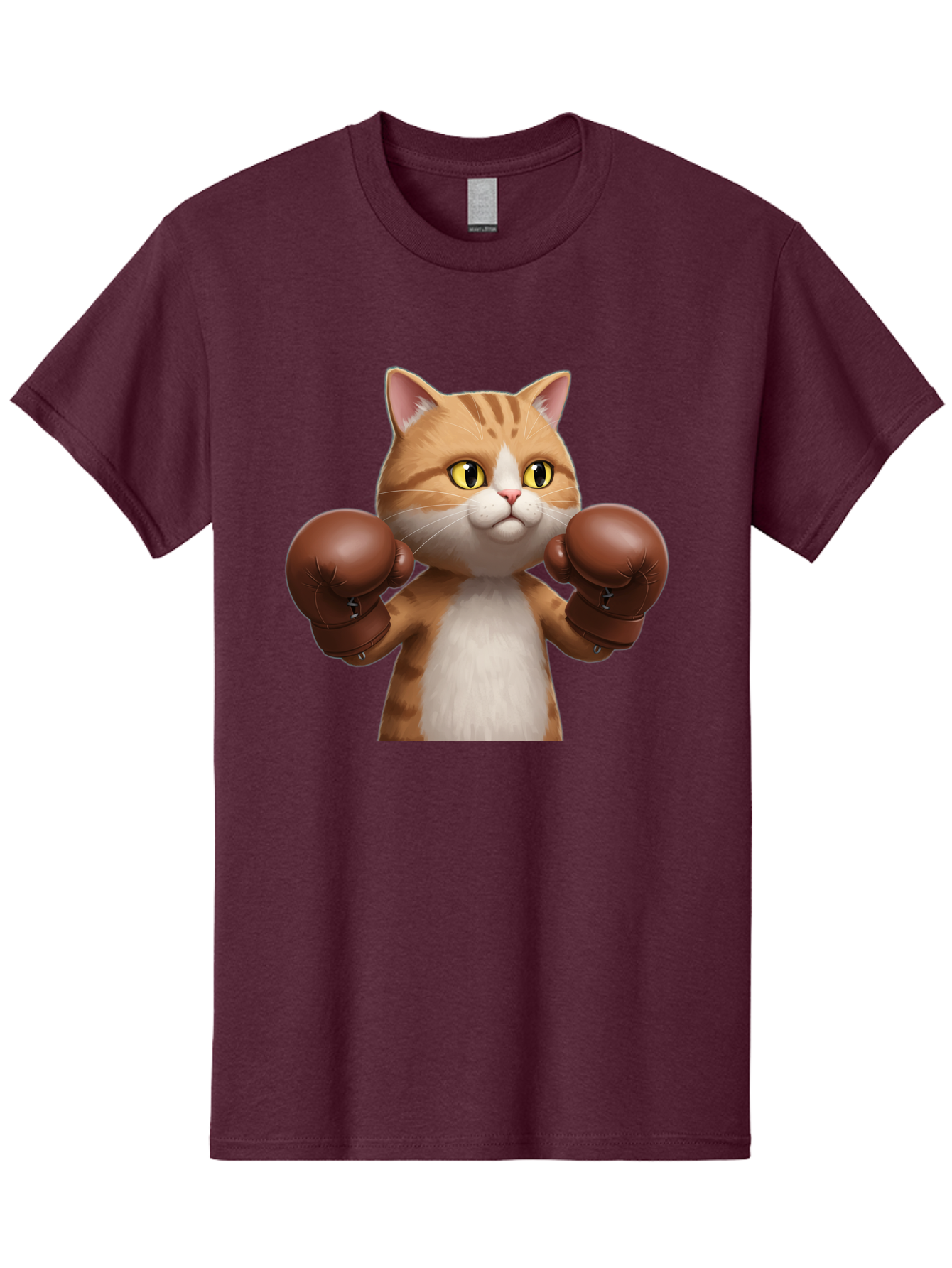 Boxing-Cat Men'S Graphic Tee, 100% Cotton, Comfortable Casual Summer Wear, Machine Washable, Cartoon Cat, Boxing Gloves, Funny Animal, Humor, Playful Cat, Adorable Feline, Boxing Stance, Cute Cat, Comedic Character Bae364