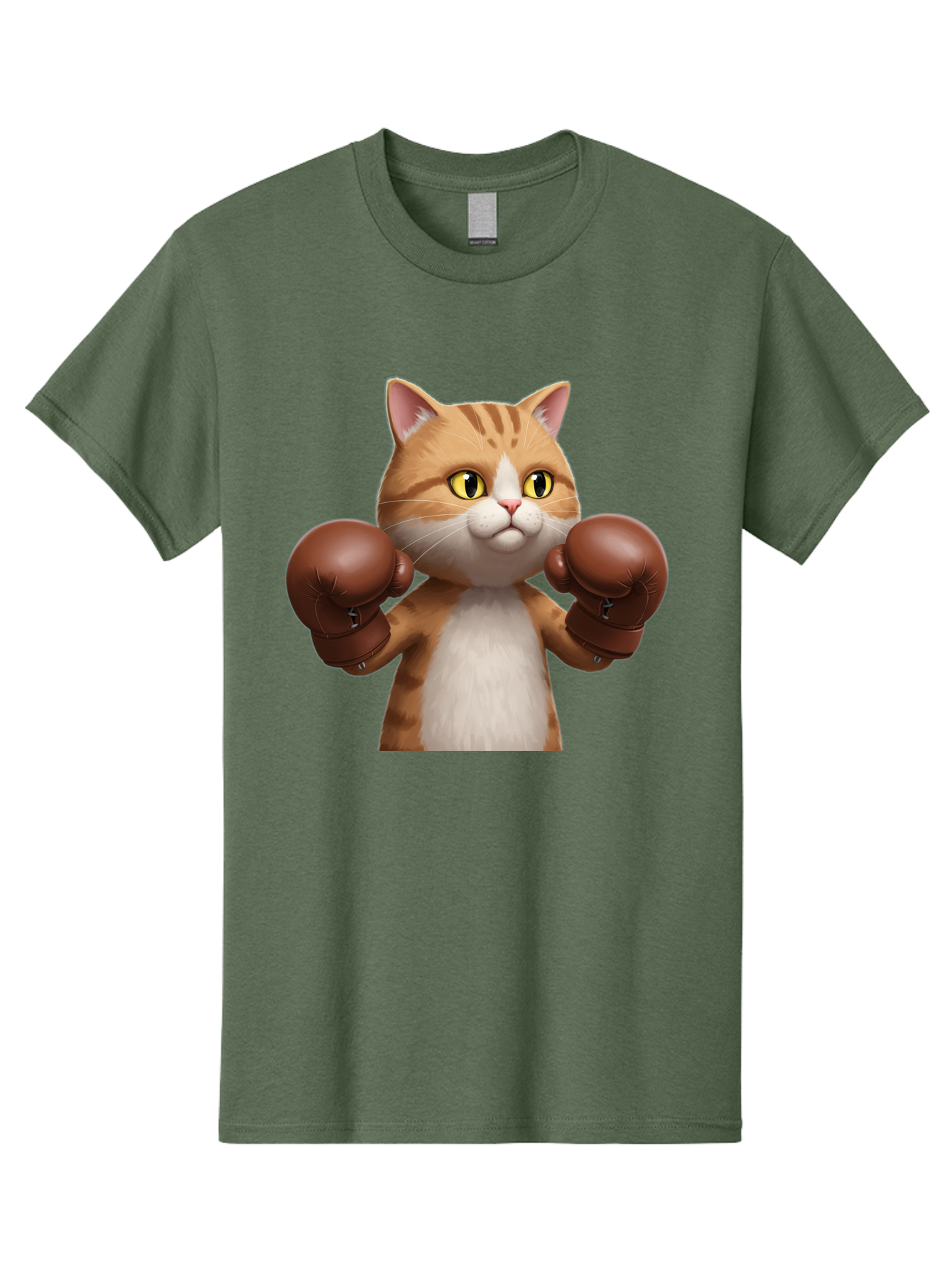Boxing-Cat Men'S Graphic Tee, 100% Cotton, Comfortable Casual Summer Wear, Machine Washable, Cartoon Cat, Boxing Gloves, Funny Animal, Humor, Playful Cat, Adorable Feline, Boxing Stance, Cute Cat, Comedic Character Bae364