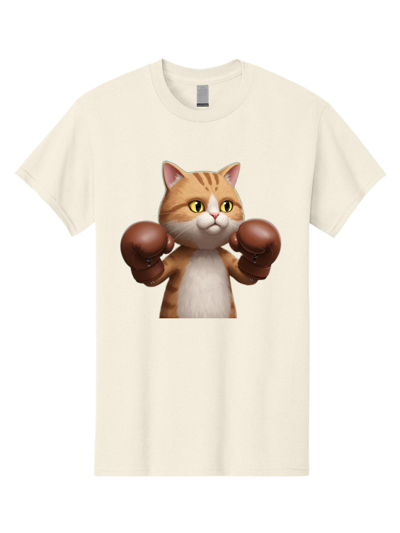 Boxing-Cat Men'S Graphic Tee, 100% Cotton, Comfortable Casual Summer Wear, Machine Washable, Cartoon Cat, Boxing Gloves, Funny Animal, Humor, Playful Cat, Adorable Feline, Boxing Stance, Cute Cat, Comedic Character Bae364