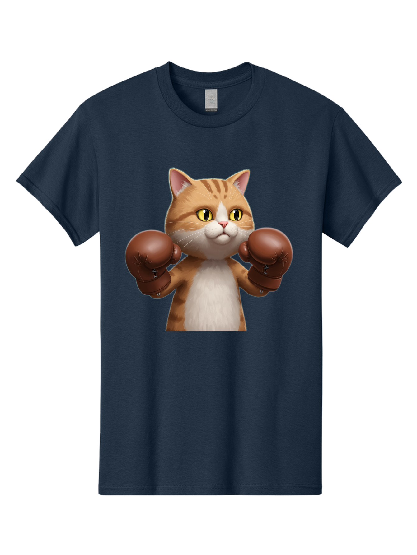Boxing-Cat Men'S Graphic Tee, 100% Cotton, Comfortable Casual Summer Wear, Machine Washable, Cartoon Cat, Boxing Gloves, Funny Animal, Humor, Playful Cat, Adorable Feline, Boxing Stance, Cute Cat, Comedic Character Bae364