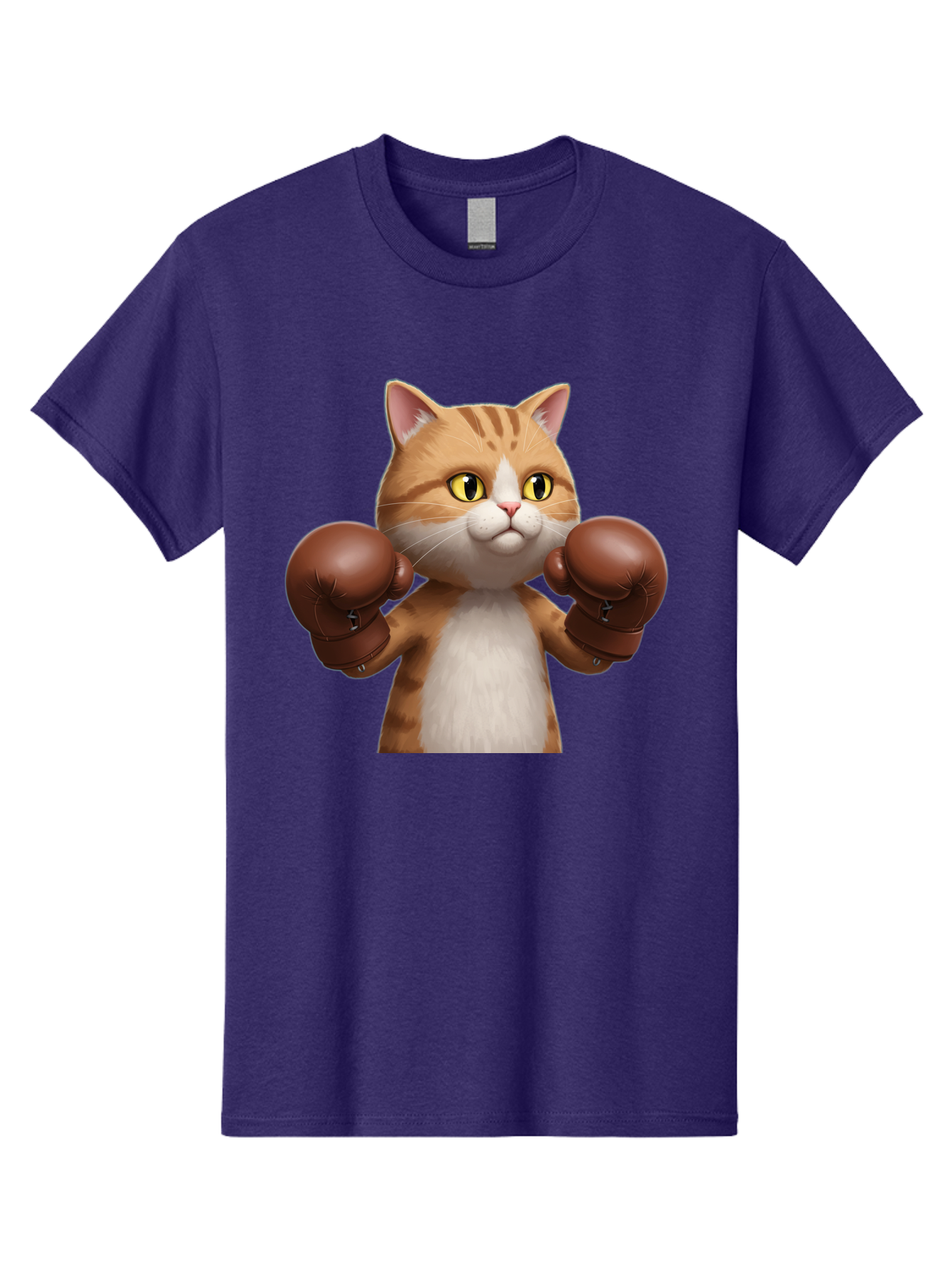 Boxing-Cat Men'S Graphic Tee, 100% Cotton, Comfortable Casual Summer Wear, Machine Washable, Cartoon Cat, Boxing Gloves, Funny Animal, Humor, Playful Cat, Adorable Feline, Boxing Stance, Cute Cat, Comedic Character Bae364