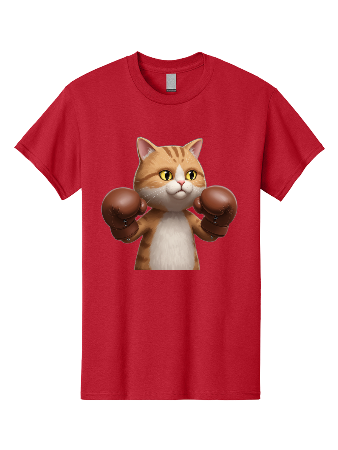 Boxing-Cat Men'S Graphic Tee, 100% Cotton, Comfortable Casual Summer Wear, Machine Washable, Cartoon Cat, Boxing Gloves, Funny Animal, Humor, Playful Cat, Adorable Feline, Boxing Stance, Cute Cat, Comedic Character Bae364
