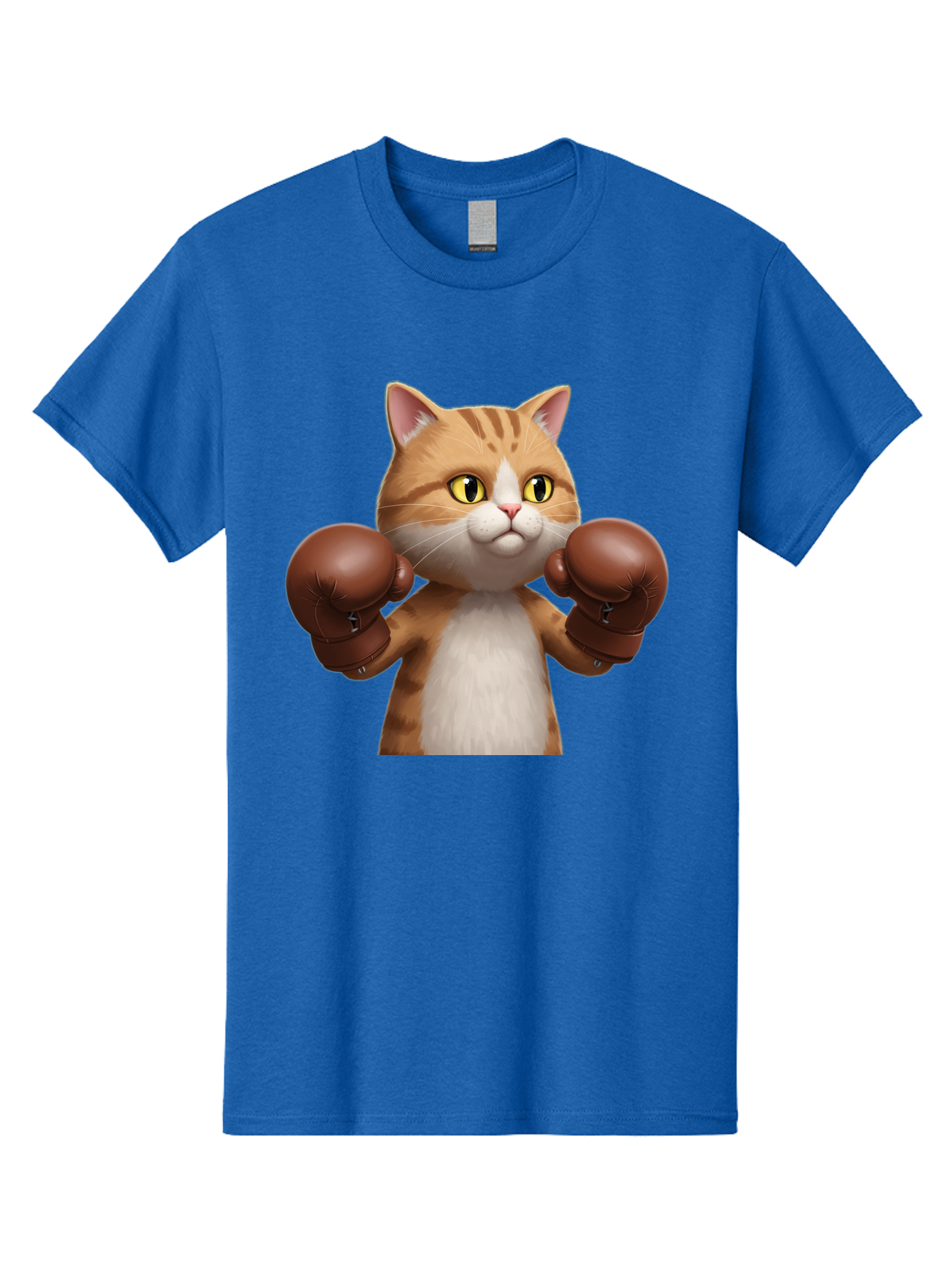 Boxing-Cat Men'S Graphic Tee, 100% Cotton, Comfortable Casual Summer Wear, Machine Washable, Cartoon Cat, Boxing Gloves, Funny Animal, Humor, Playful Cat, Adorable Feline, Boxing Stance, Cute Cat, Comedic Character Bae364