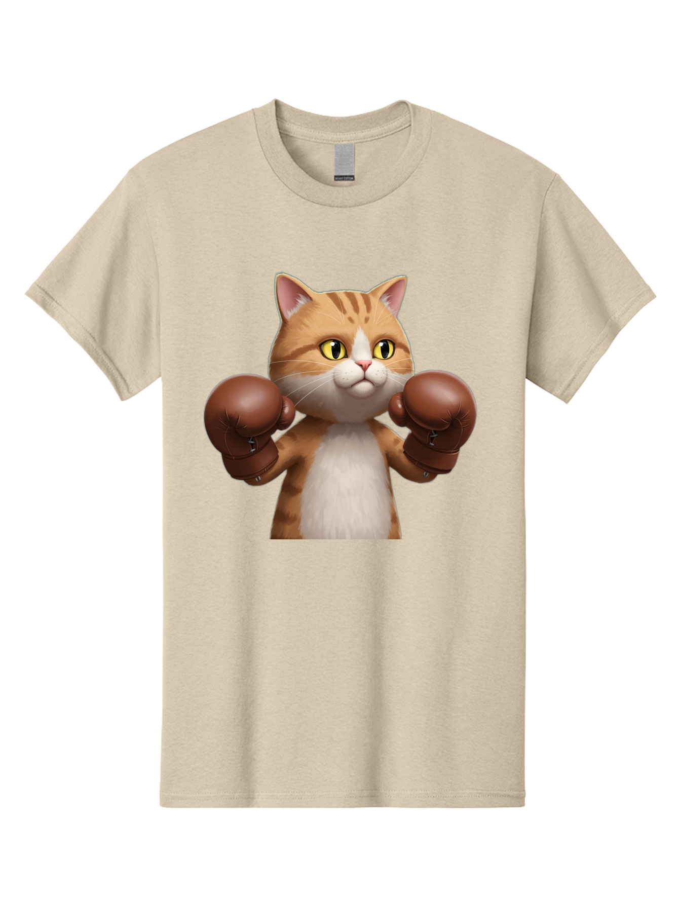 Boxing-Cat Men'S Graphic Tee, 100% Cotton, Comfortable Casual Summer Wear, Machine Washable, Cartoon Cat, Boxing Gloves, Funny Animal, Humor, Playful Cat, Adorable Feline, Boxing Stance, Cute Cat, Comedic Character Bae364