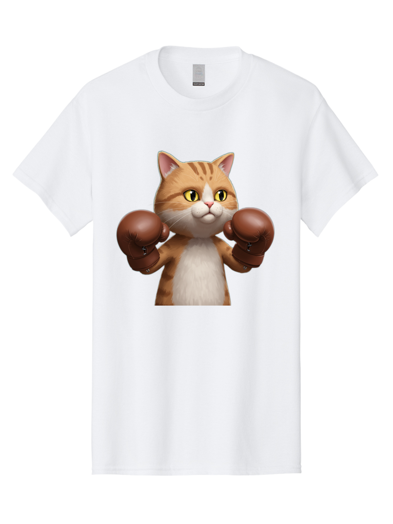 Boxing-Cat Men'S Graphic Tee, 100% Cotton, Comfortable Casual Summer Wear, Machine Washable, Cartoon Cat, Boxing Gloves, Funny Animal, Humor, Playful Cat, Adorable Feline, Boxing Stance, Cute Cat, Comedic Character Bae364