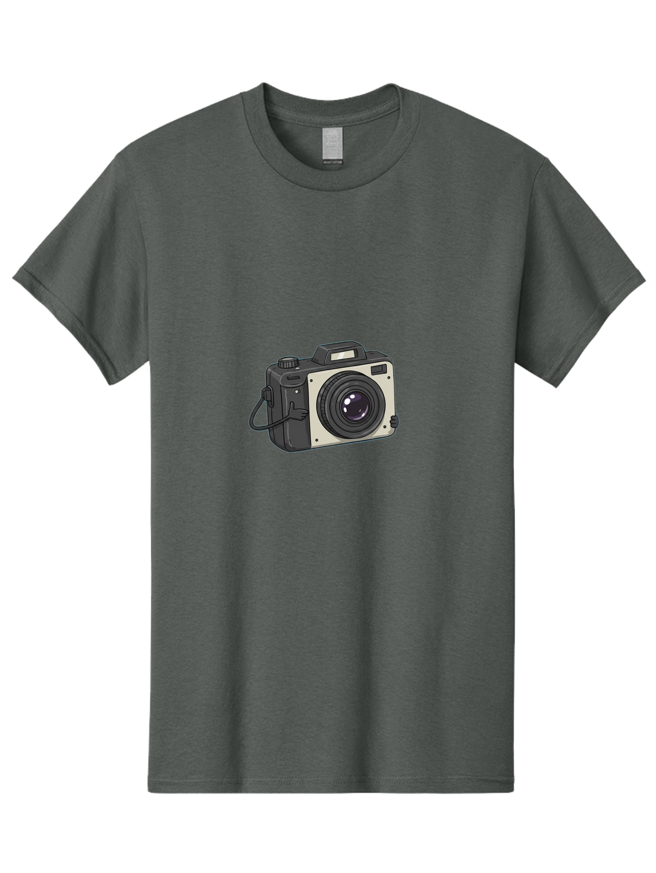 Camera-1 Men'S Graphic Tee, 100% Cotton, Comfortable Casual Summer Wear, Machine Washable, Illustrated Camera, Photography Equipment, Camera Lens, Black And Silver, Camera Strap, Digital Camera, Photography Gear, Camera Illustration Bae366