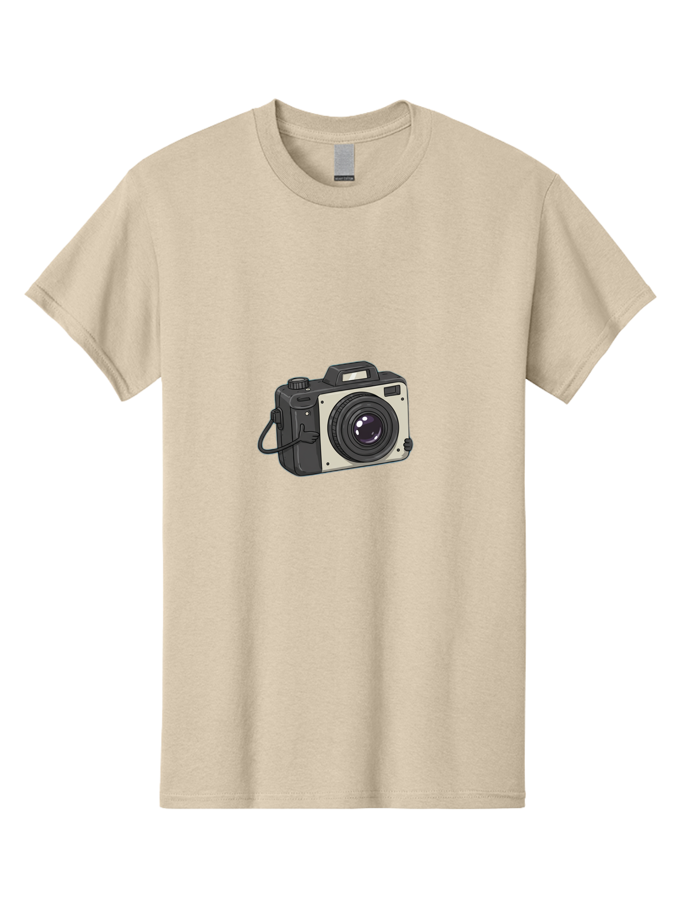 Camera-1 Men'S Graphic Tee, 100% Cotton, Comfortable Casual Summer Wear, Machine Washable, Illustrated Camera, Photography Equipment, Camera Lens, Black And Silver, Camera Strap, Digital Camera, Photography Gear, Camera Illustration Bae366