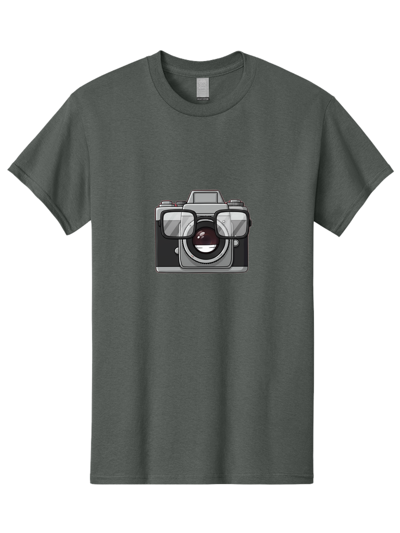 Camera-With-Glasses-1 Men'S Graphic Tee, 100% Cotton, Comfortable Casual Summer Wear, Machine Washable, Camera Wearing Glasses, Digital Art, Photography Equipment, Nerd Camera, Camera Illustration, Photography Humor, Geeky Camera, Bae374