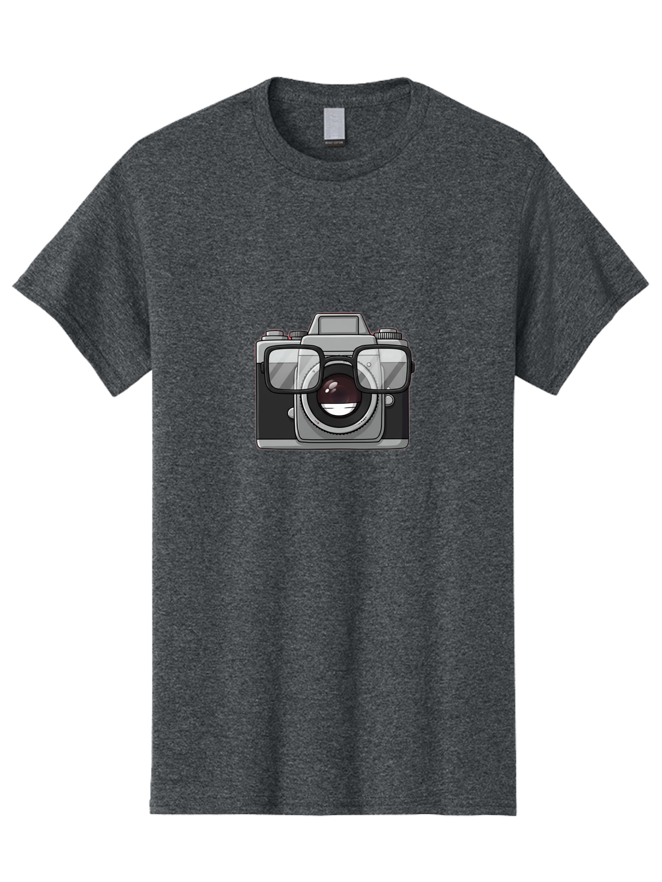 Camera-With-Glasses-1 Men'S Graphic Tee, 100% Cotton, Comfortable Casual Summer Wear, Machine Washable, Camera Wearing Glasses, Digital Art, Photography Equipment, Nerd Camera, Camera Illustration, Photography Humor, Geeky Camera, Bae374