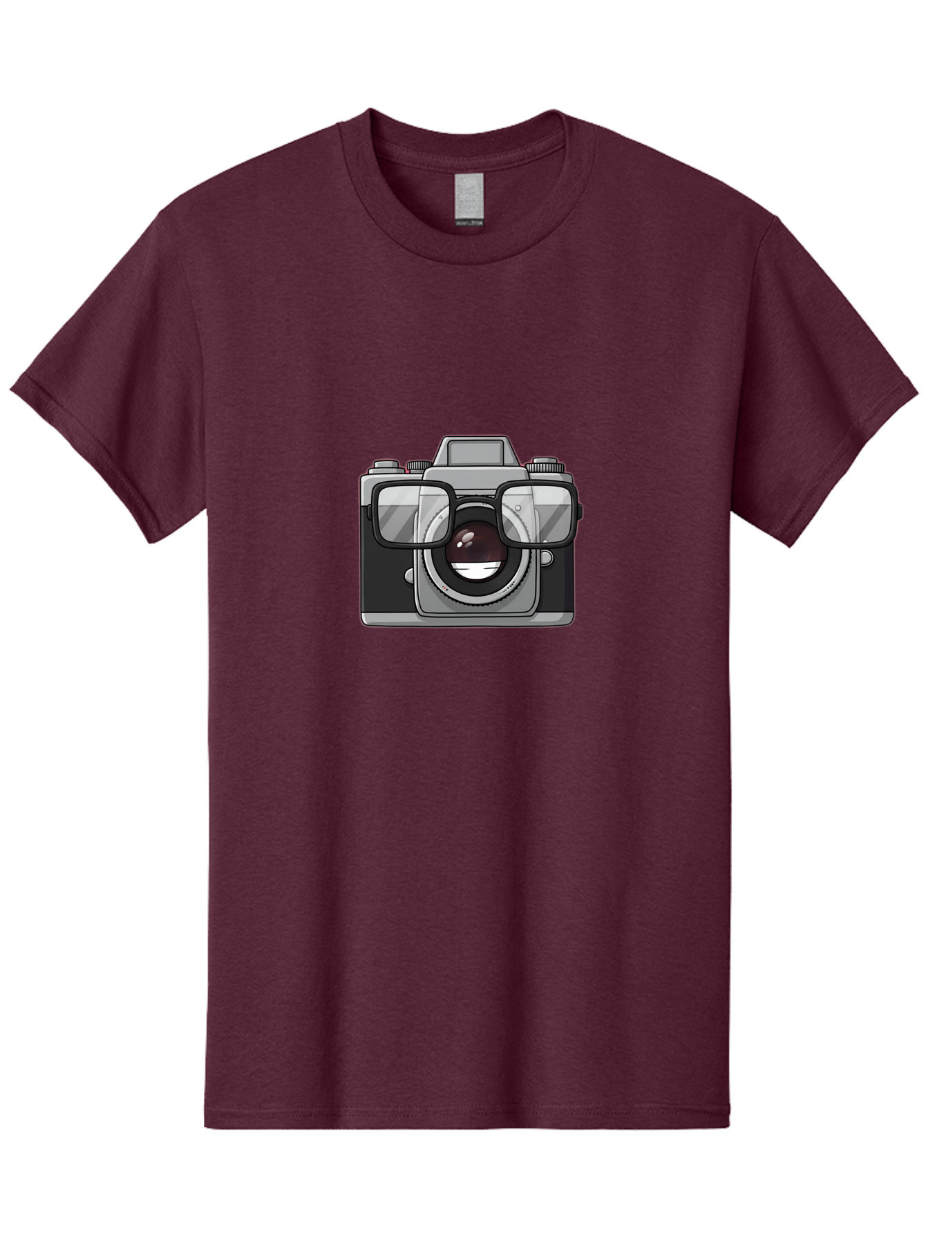 Camera-With-Glasses-1 Men'S Graphic Tee, 100% Cotton, Comfortable Casual Summer Wear, Machine Washable, Camera Wearing Glasses, Digital Art, Photography Equipment, Nerd Camera, Camera Illustration, Photography Humor, Geeky Camera, Bae374