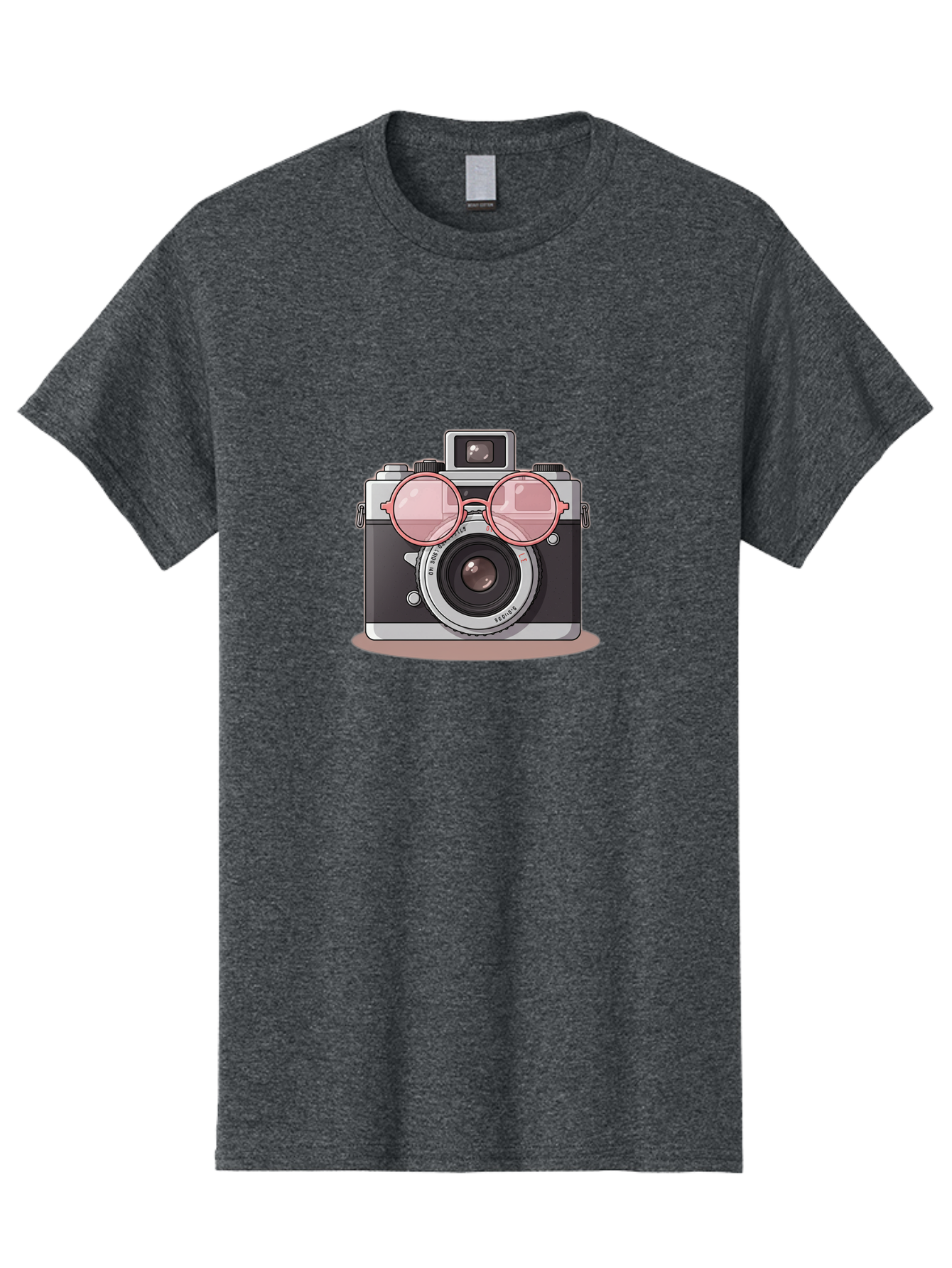 Camera-With-Glasses-2 Men'S Graphic Tee, 100% Cotton, Comfortable Casual Summer Wear, Machine Washable, Vintage Camera, Retro Photography, Cool Glasses, Lens Reflection, Classic Design, Camera Accessories, Stylish Photography Equipment, Bae375