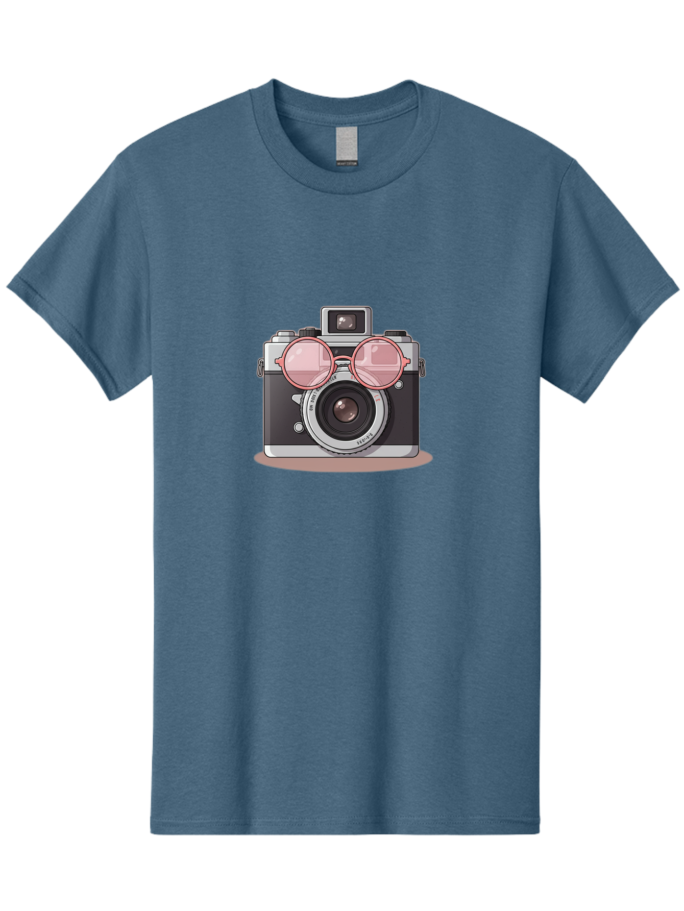 Camera-With-Glasses-2 Men'S Graphic Tee, 100% Cotton, Comfortable Casual Summer Wear, Machine Washable, Vintage Camera, Retro Photography, Cool Glasses, Lens Reflection, Classic Design, Camera Accessories, Stylish Photography Equipment, Bae375