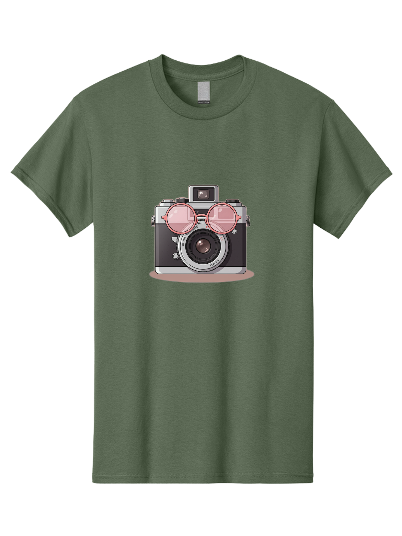 Camera-With-Glasses-2 Men'S Graphic Tee, 100% Cotton, Comfortable Casual Summer Wear, Machine Washable, Vintage Camera, Retro Photography, Cool Glasses, Lens Reflection, Classic Design, Camera Accessories, Stylish Photography Equipment, Bae375