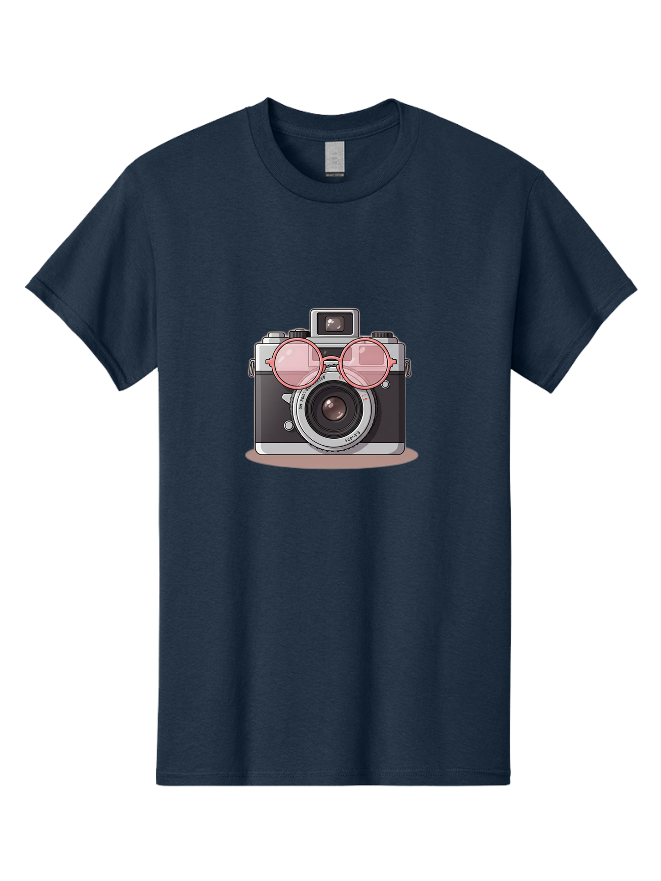 Camera-With-Glasses-2 Men'S Graphic Tee, 100% Cotton, Comfortable Casual Summer Wear, Machine Washable, Vintage Camera, Retro Photography, Cool Glasses, Lens Reflection, Classic Design, Camera Accessories, Stylish Photography Equipment, Bae375