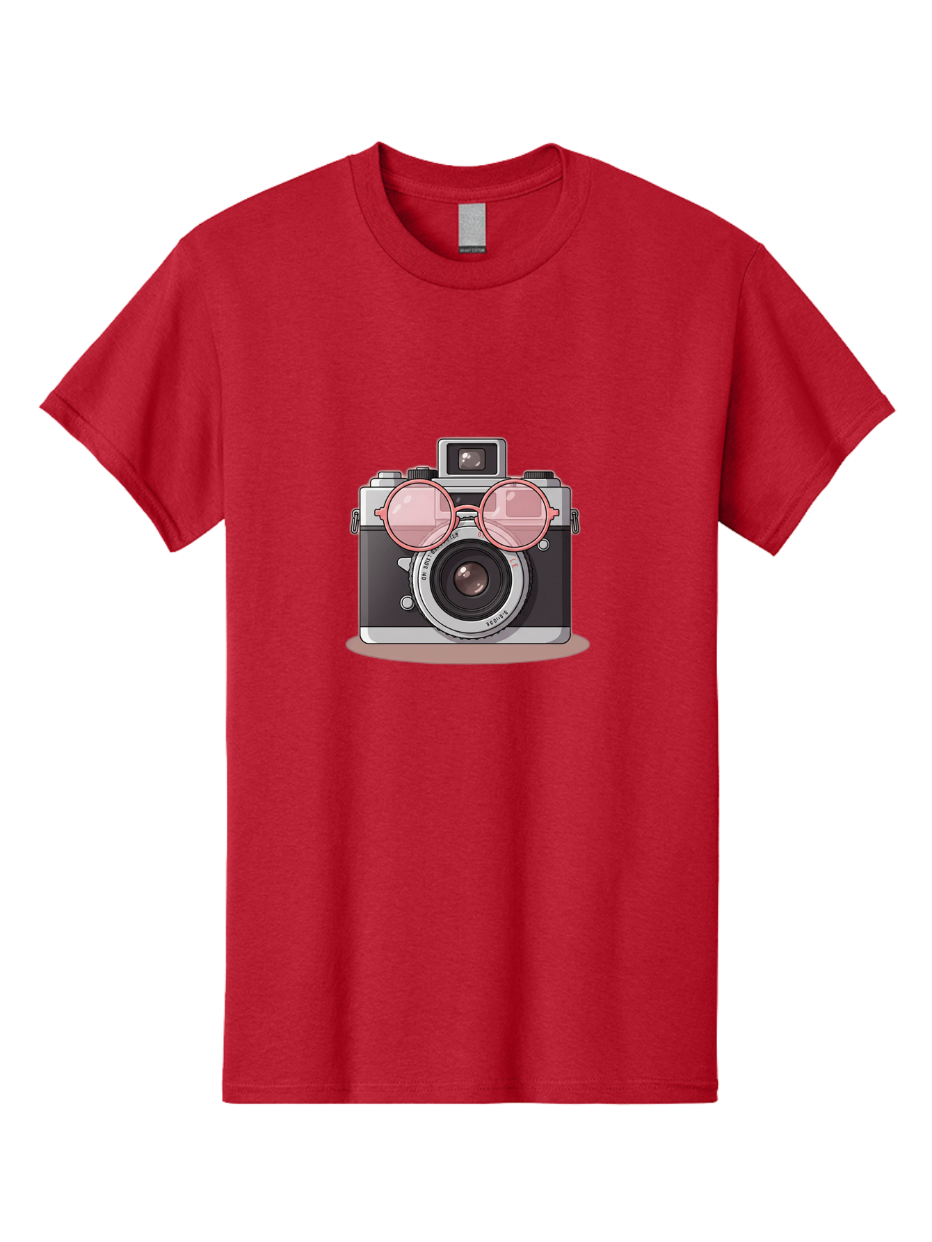 Camera-With-Glasses-2 Men'S Graphic Tee, 100% Cotton, Comfortable Casual Summer Wear, Machine Washable, Vintage Camera, Retro Photography, Cool Glasses, Lens Reflection, Classic Design, Camera Accessories, Stylish Photography Equipment, Bae375