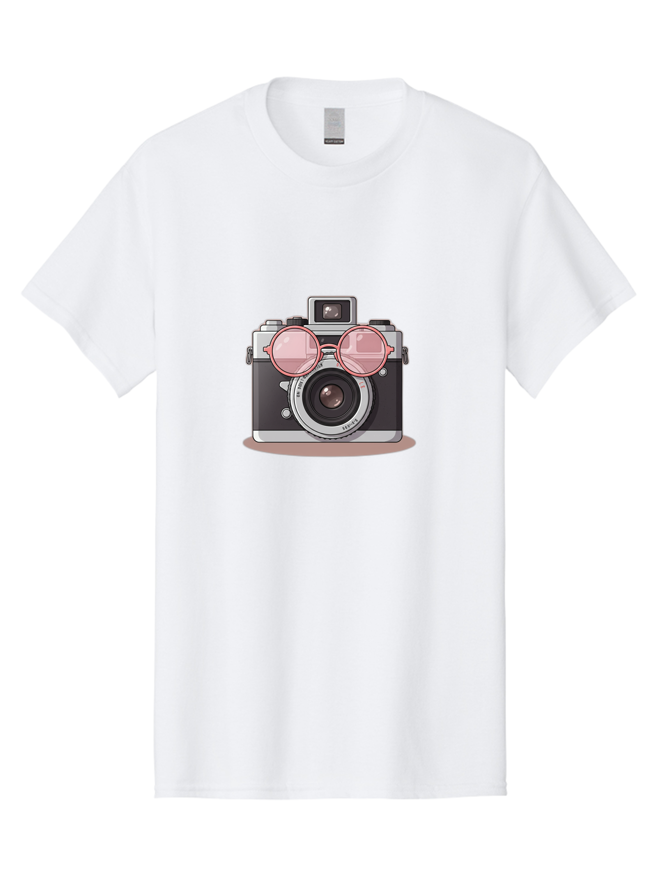 Camera-With-Glasses-2 Men'S Graphic Tee, 100% Cotton, Comfortable Casual Summer Wear, Machine Washable, Vintage Camera, Retro Photography, Cool Glasses, Lens Reflection, Classic Design, Camera Accessories, Stylish Photography Equipment, Bae375